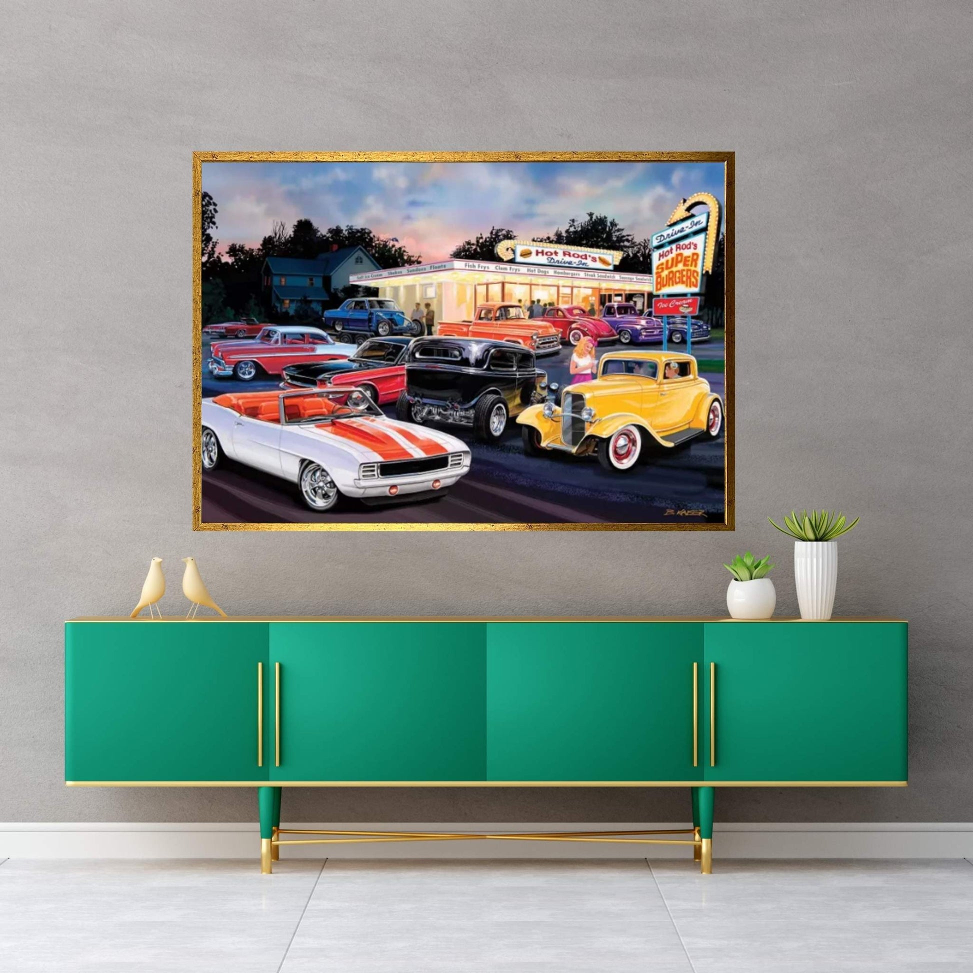 Hot Rod Drive-In I Canvas Wall Art - Y Canvas