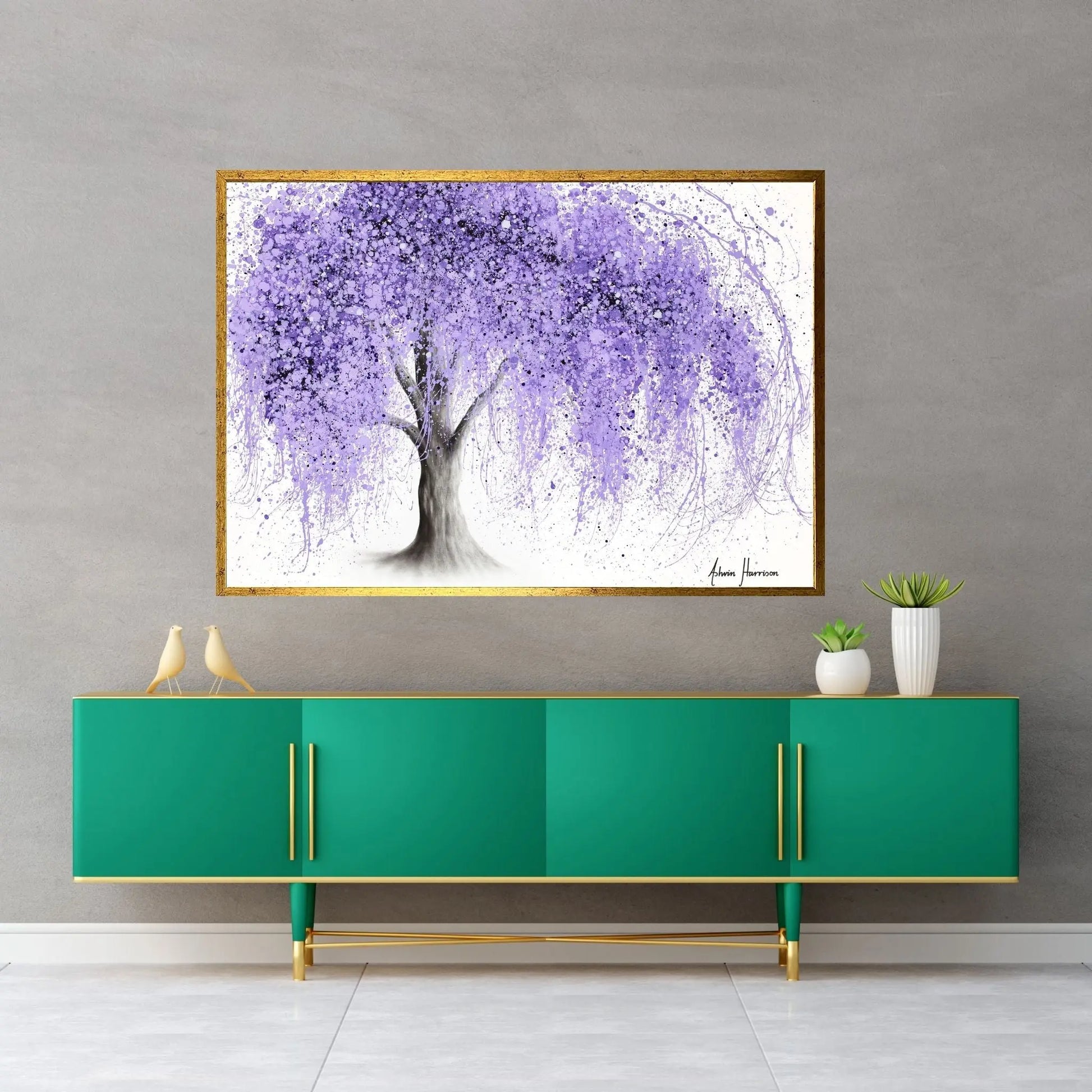 Purple Wishing Willow Canvas Wall Art - Y Canvas