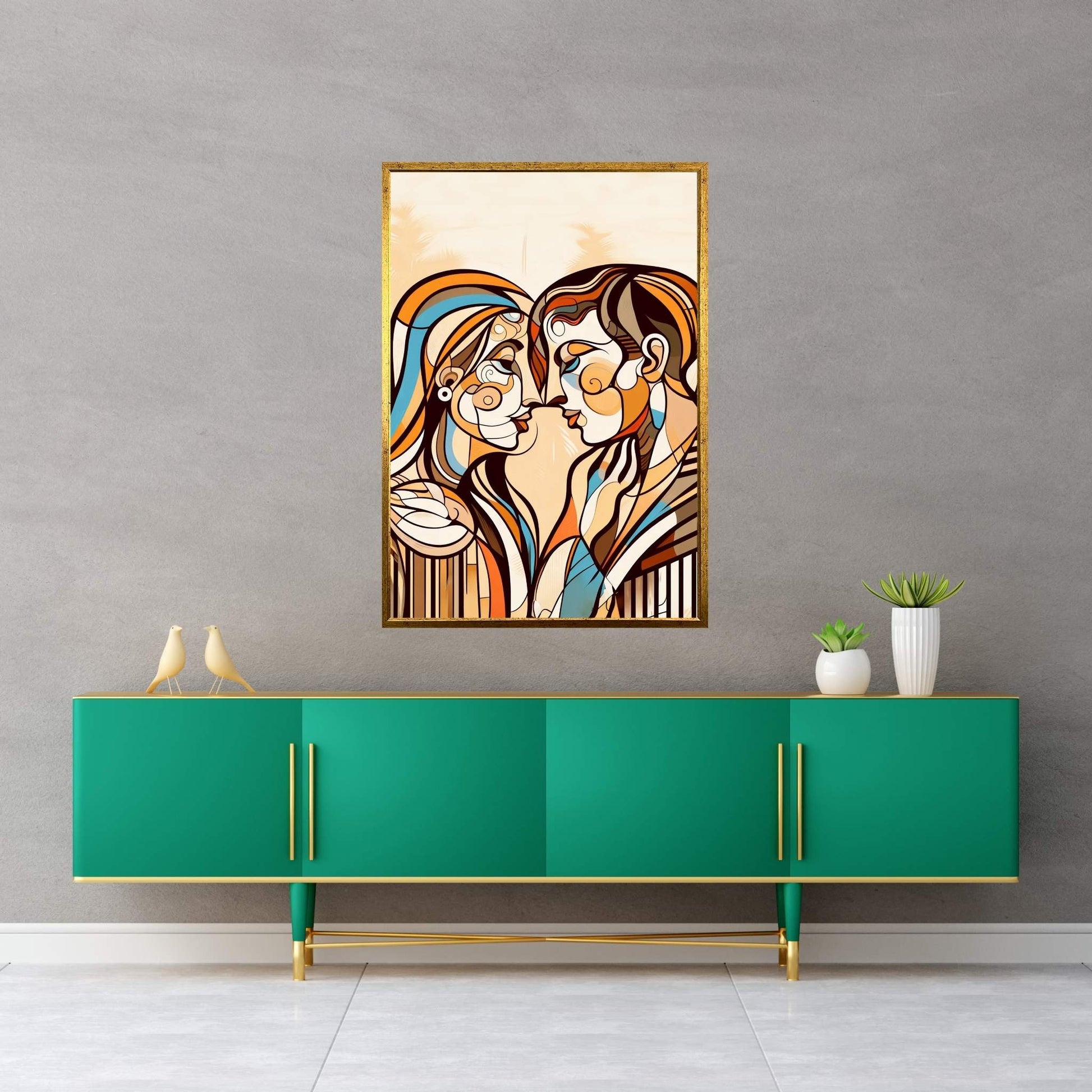 Love Couple Picasso Style Canvas Wall Art - Y Canvas