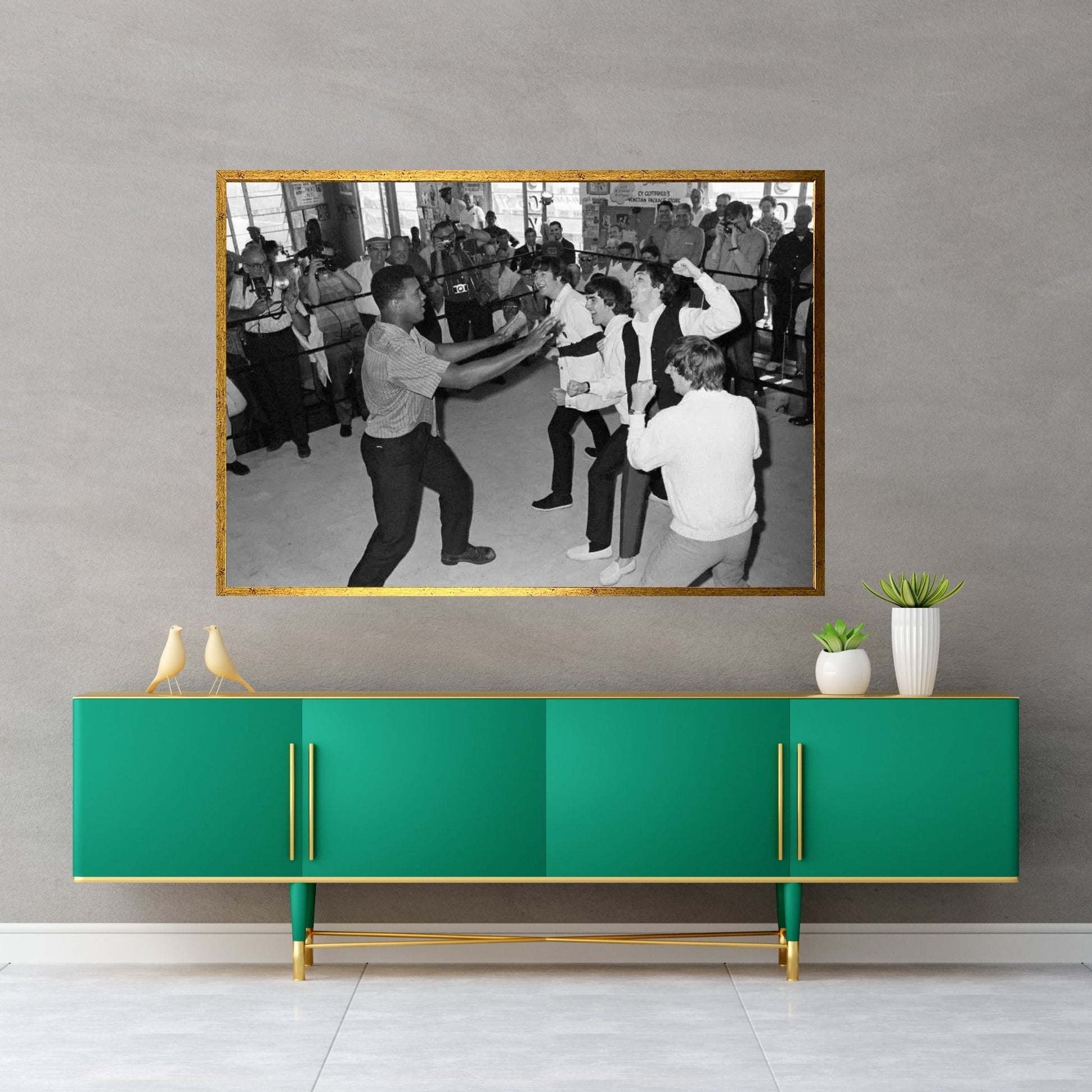 The Beatles in Ring with Muhammad Ali Canvas Wall Art - Y Canvas