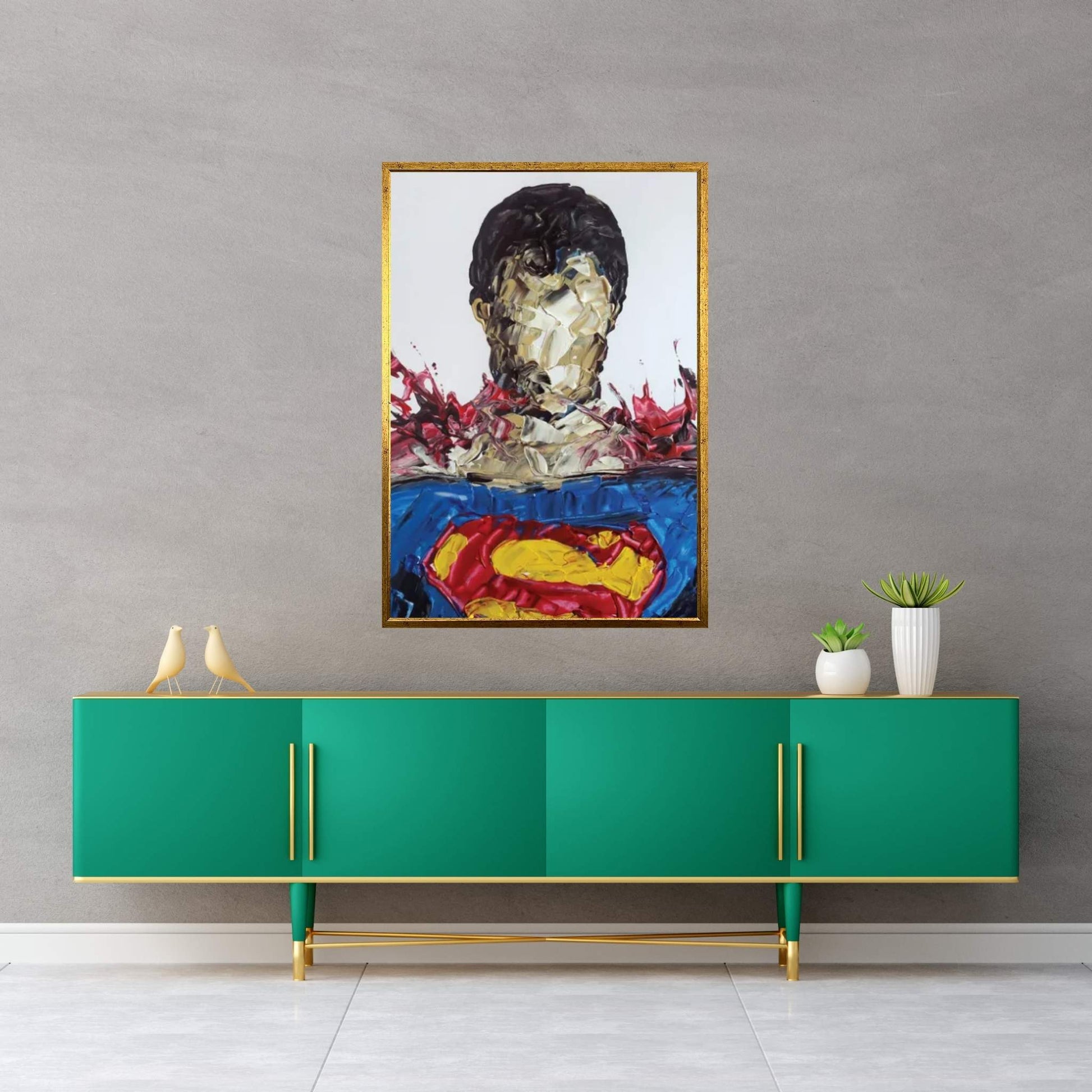 Superman Abstract Canvas Wall Art - Y Canvas