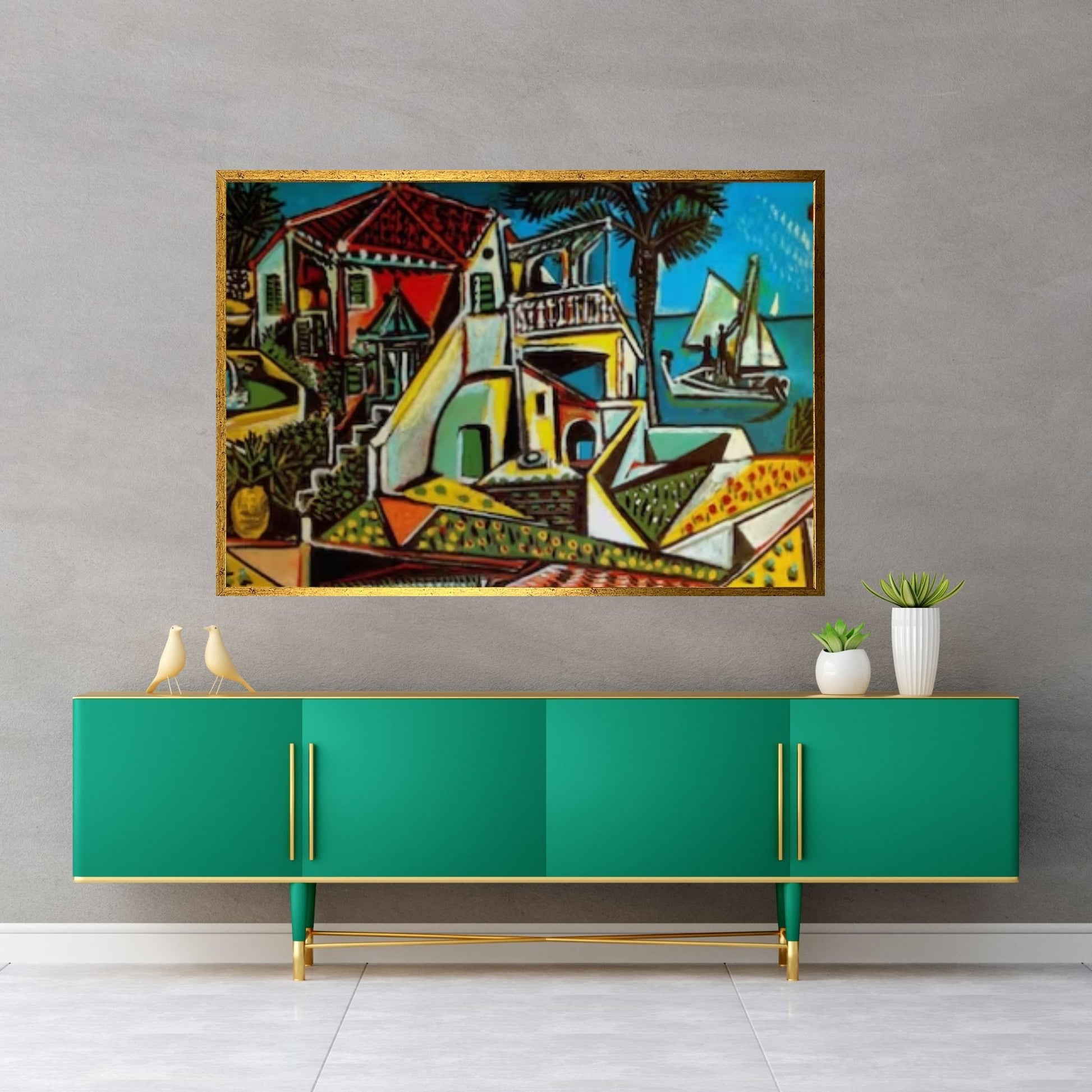 Picasso Mediterranean Landscape Masterpiece Wall Art, Cubism, Surrealism - Y Canvas