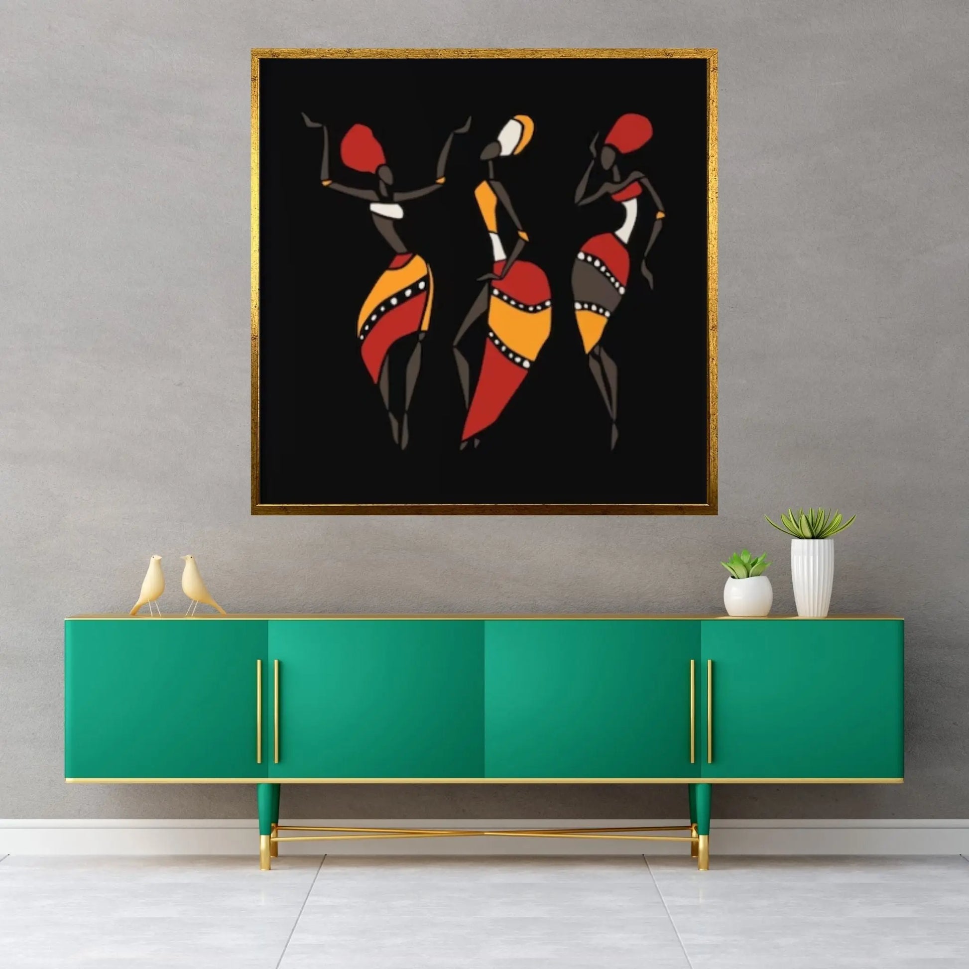 African Women Dancing, Woman Silhouette, African Woman Canvas Wall Art, Wall Art Canvas, Woman Painting - Y Canvas