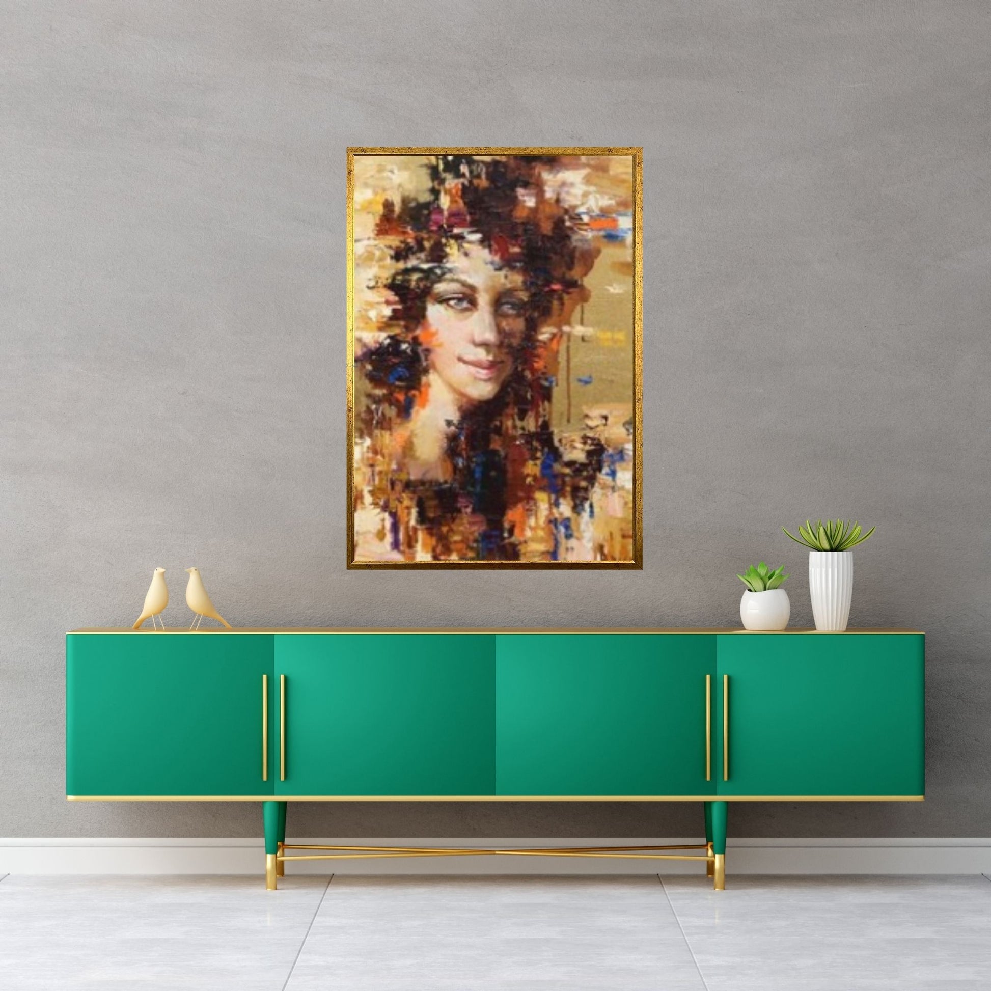 Woman Portrait, Colorful Wall Art,Woman Makeup Wall Art, Abstract Canvas Art - Y Canvas