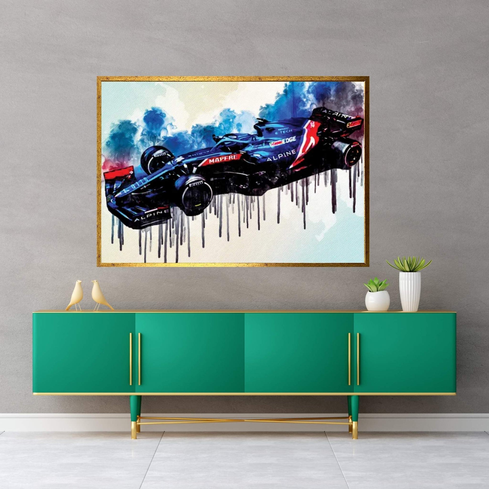 Alpine A521 F1 2021 Race Cars Formula 1 E-Tech 21 Alpine Canvas Wall Art - Y Canvas