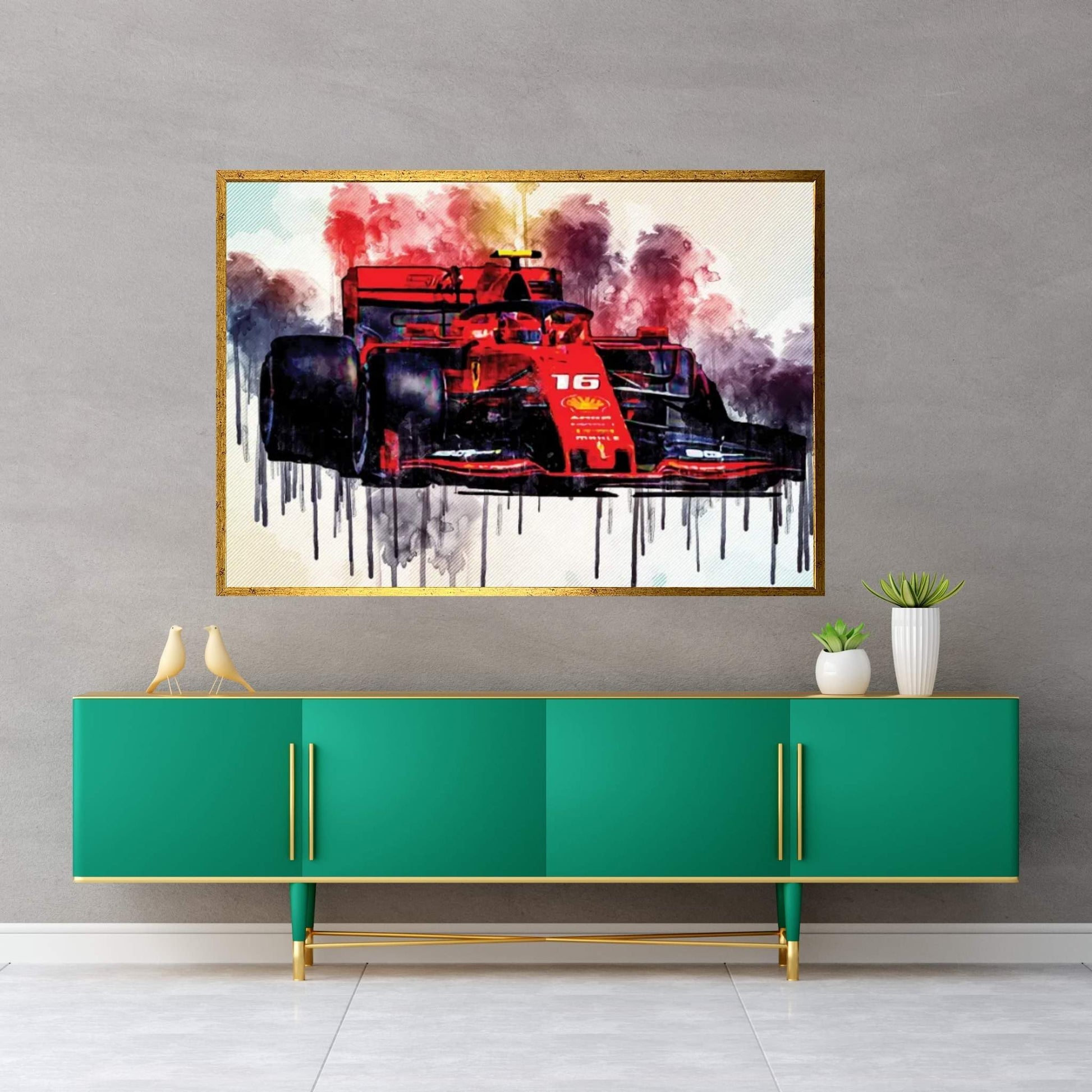 Charles Leclerc Ferrari Sf90 German Gp 2019 F1 Cars Raceway Formula 1 Scuderia Ferrari Canvas Wall Art - Y Canvas