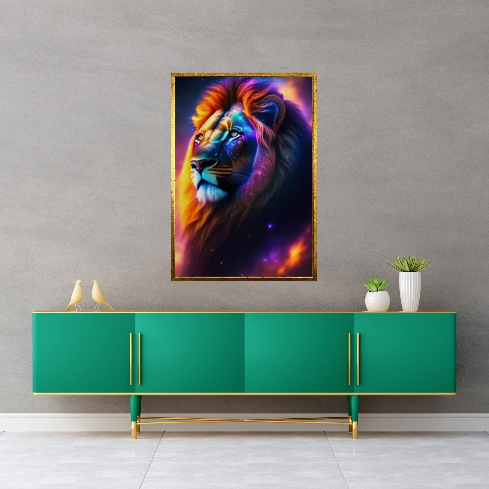 Animal Lion Canvas Wall Art, Creative Animal Modeling Wall Art - Y Canvas