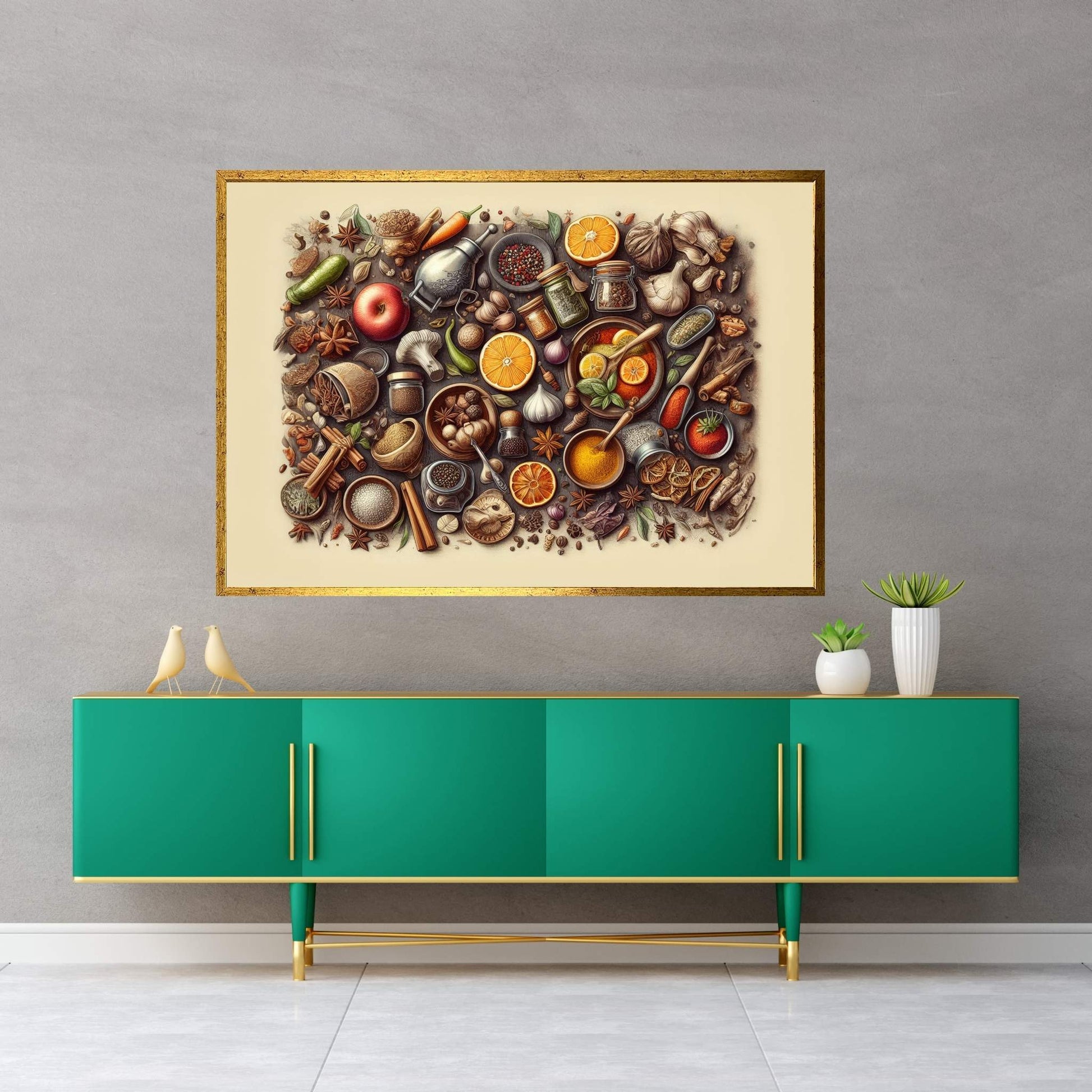 Spices Kitchen Wall Art, Food Artwork, Abstract Wall Decor, Indian Spices Canvas, Modern Wall Decor Home Decor - Y Canvas