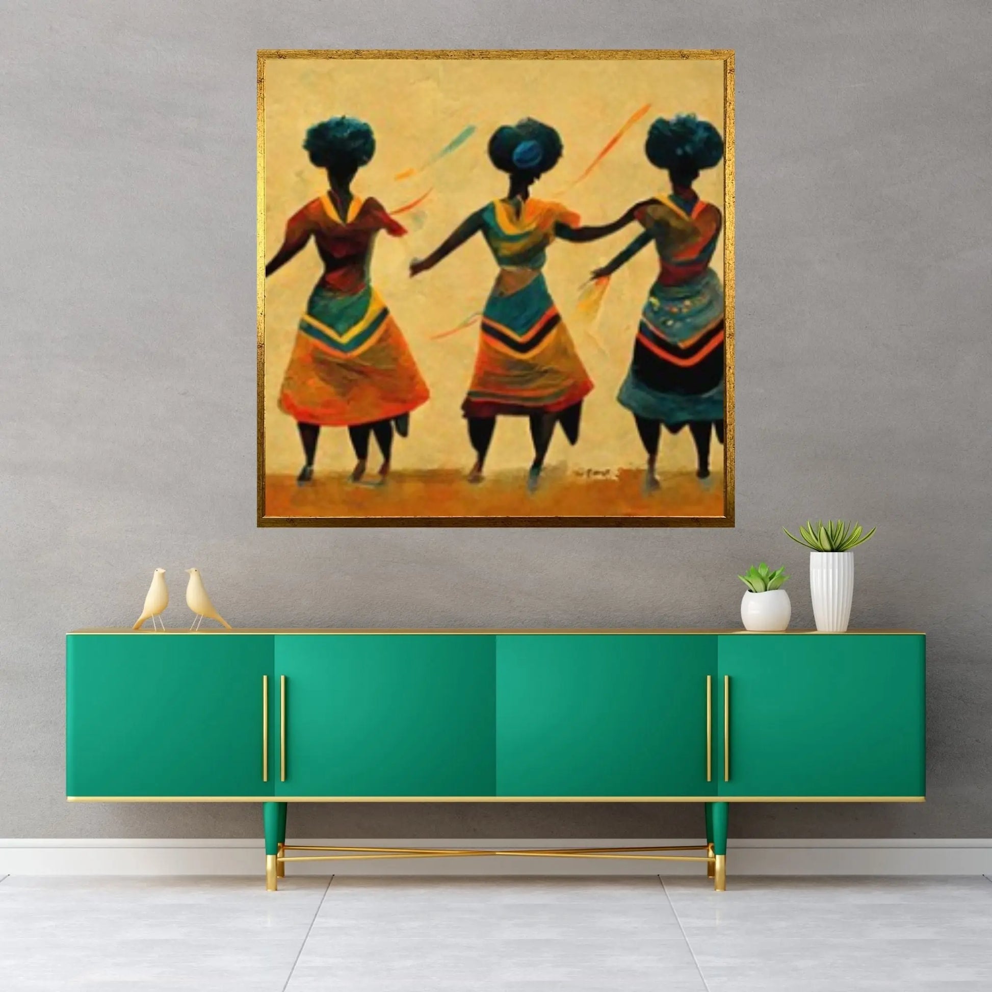 African Women Dancing, Woman Silhouette, African Woman Canvas Wall Art, Wall Art Canvas, Woman Painting - Y Canvas