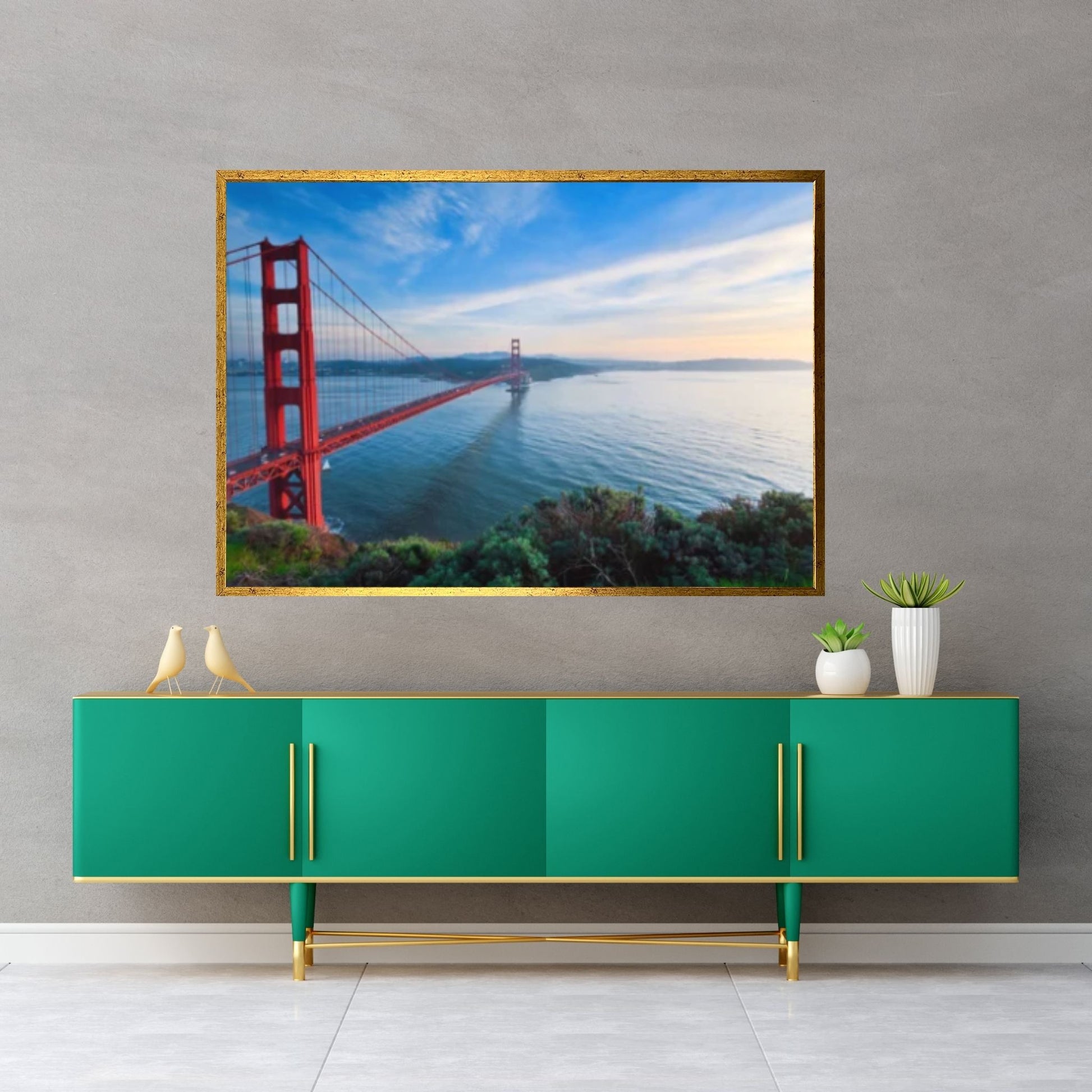 San Francisco Panoramic Canvas Print, San Francisco Canvas Wall Art, Golden Gate Bridge Canvas Art - Y Canvas