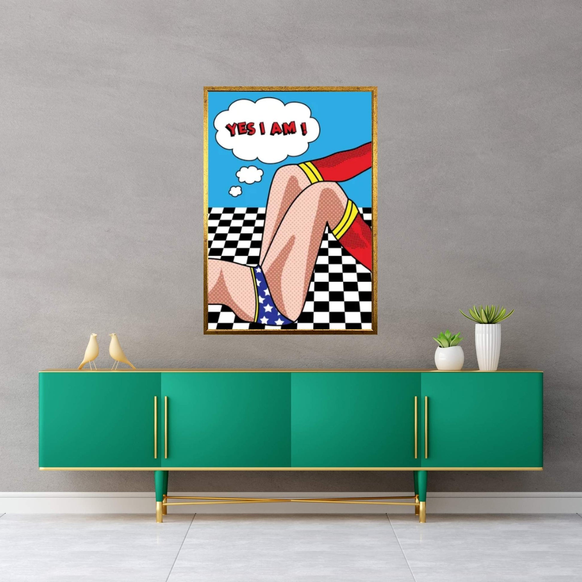 Wonder Woman Checked Canvas Wall Art - Y Canvas