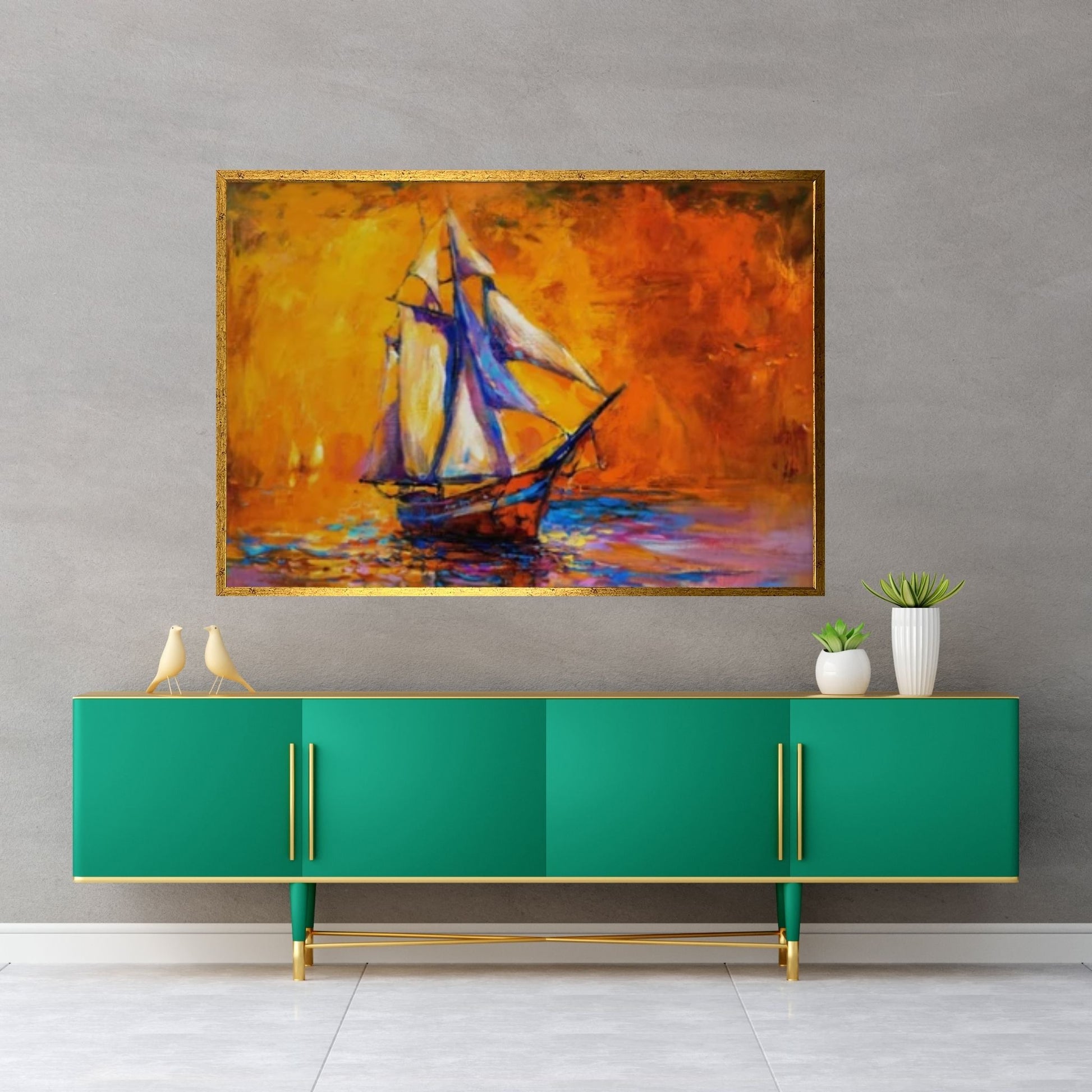 Seascape Wall Art Decor, Ship Ocean Painting, Ship Oil Painting, Ocean Decor, Sailing Ship Canvas Art - Y Canvas