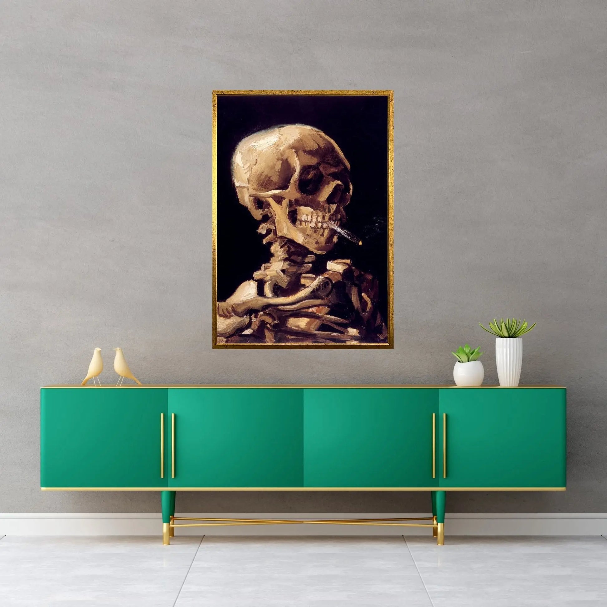 Head Of A Skeleton With Burning Cigarette, c. 1885-1886 Canvas Wall Art - Y Canvas