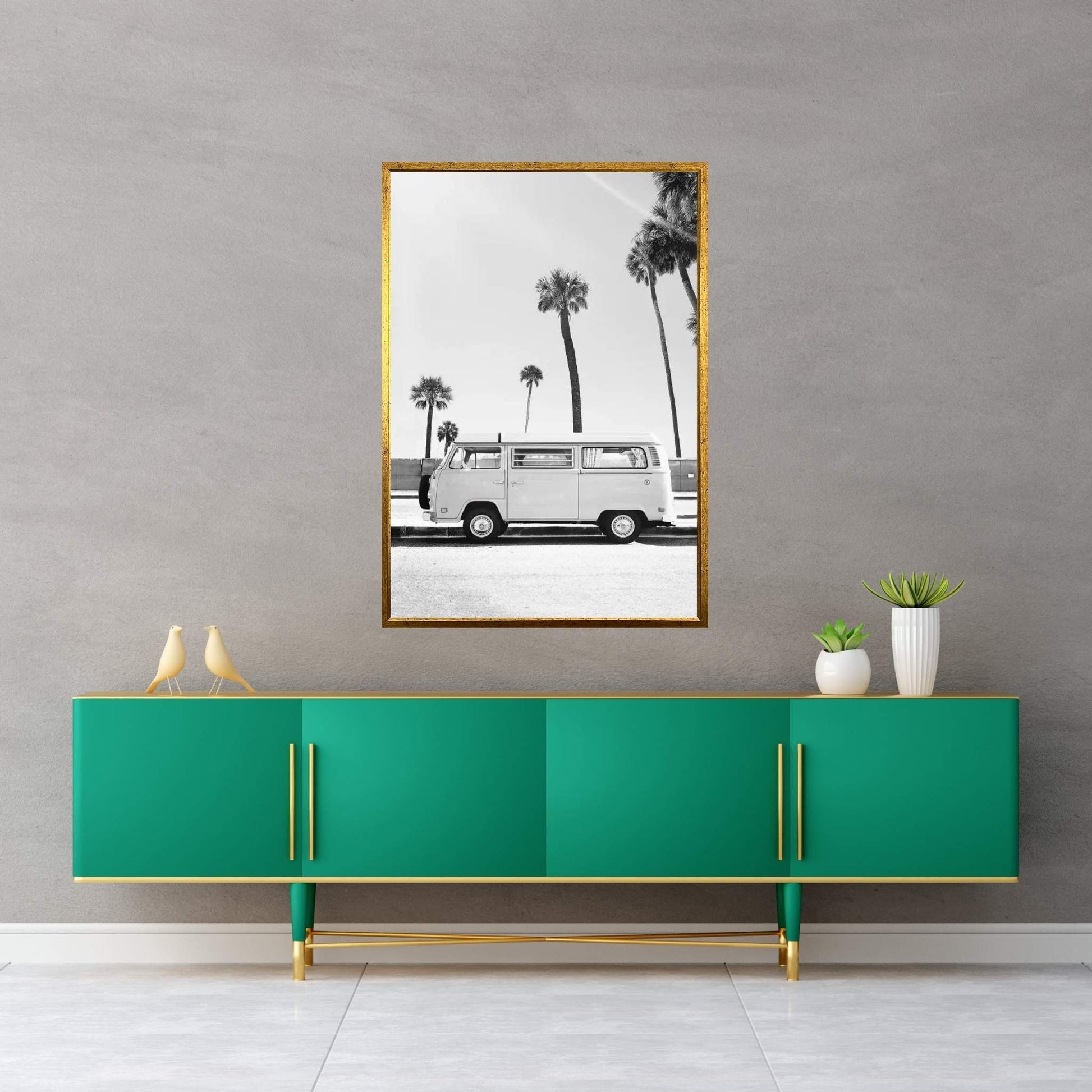 Van In Black & White Canvas Wall Art - Y Canvas