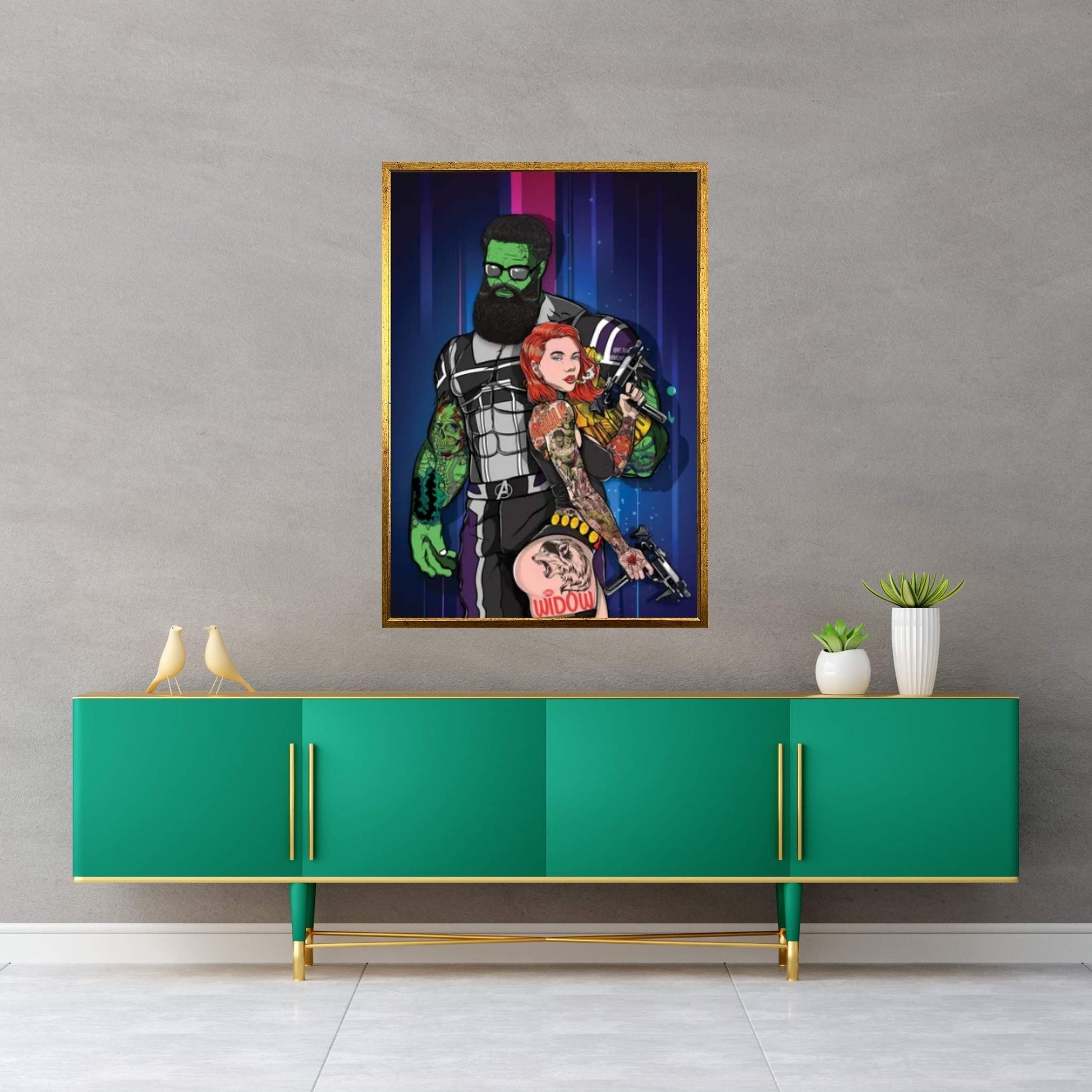 Hulk N Widow Canvas Wall Art - Y Canvas