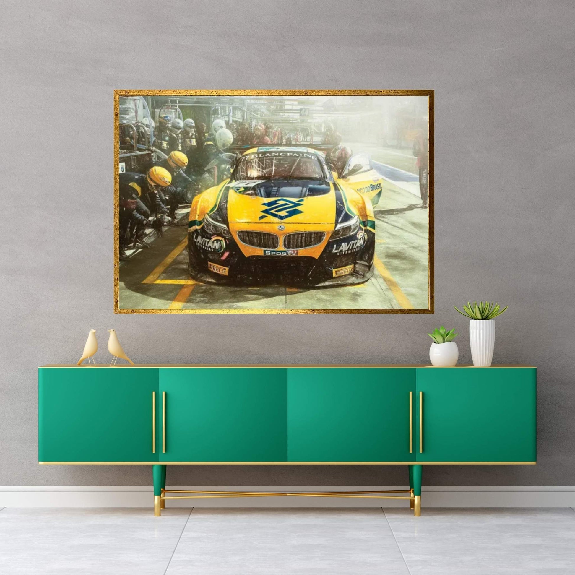 Watercolor Racing Car V-II Canvas Wall Art - Y Canvas