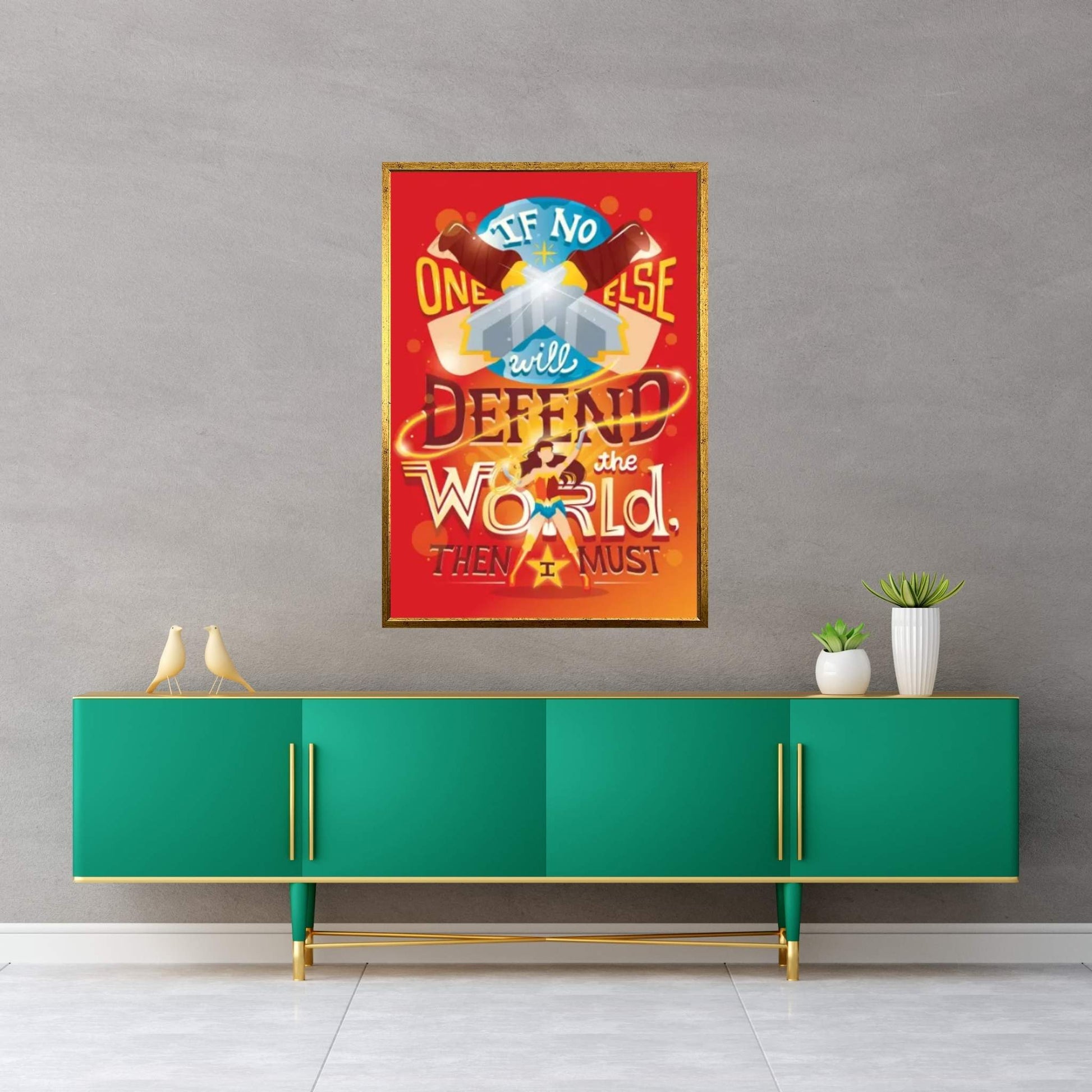 Wonder Woman Defends The World Canvas Wall Art - Y Canvas