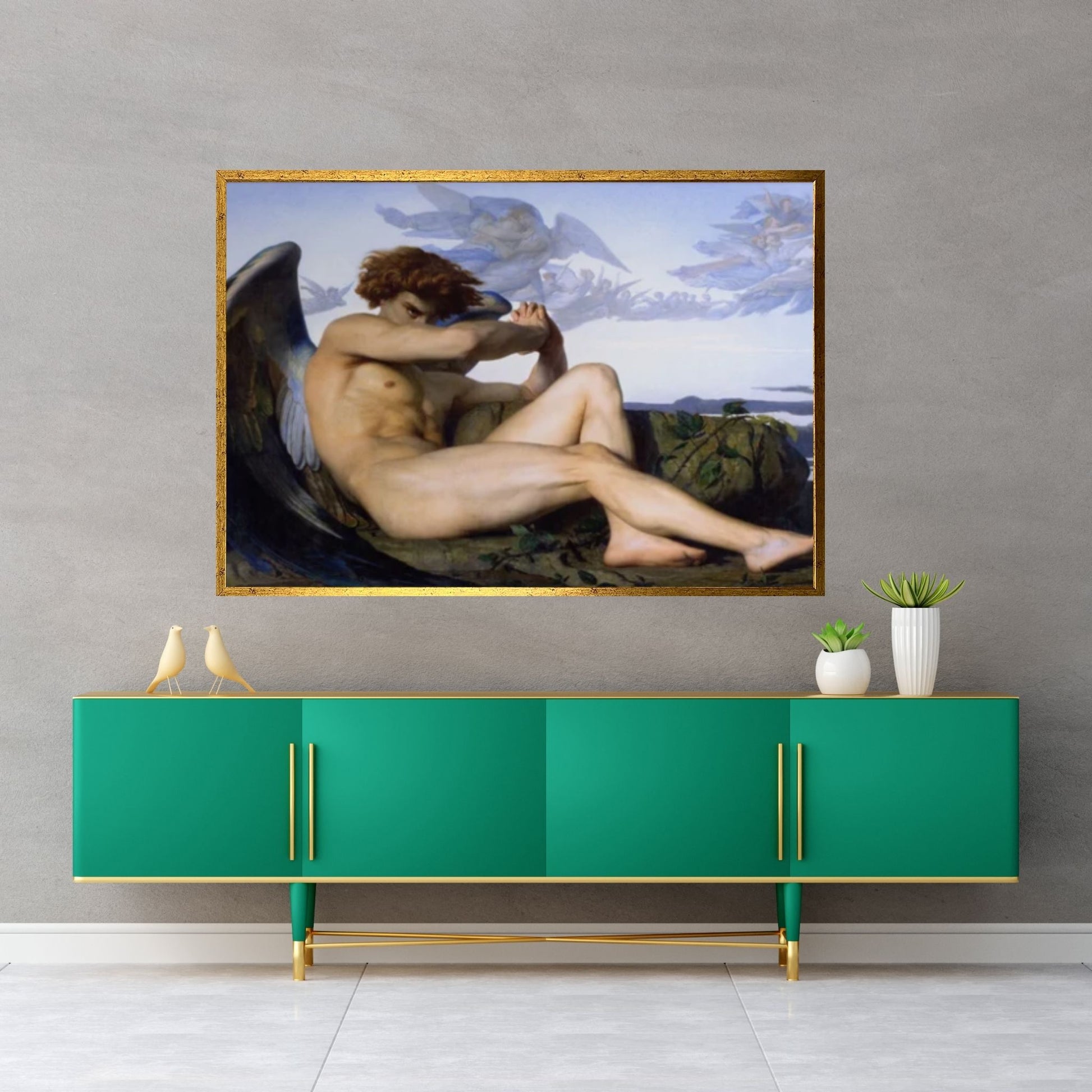 Alexandre Cabanel : Fallen Angel (1847) Canvas Wall Art Print Poster, Canvas Reproduction - Y Canvas