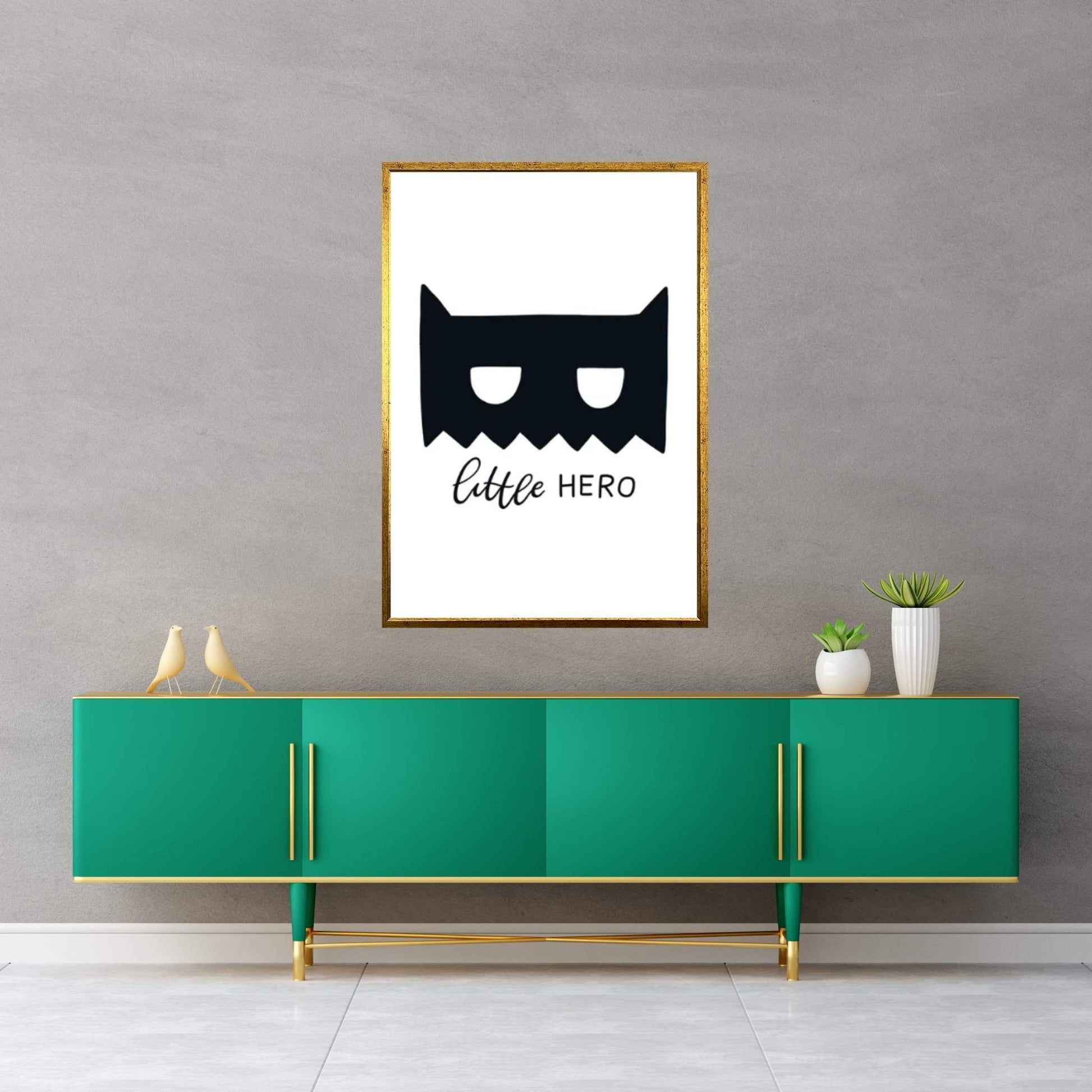 Little Hero Mask Black Super Scandi Canvas Wall Art - Y Canvas