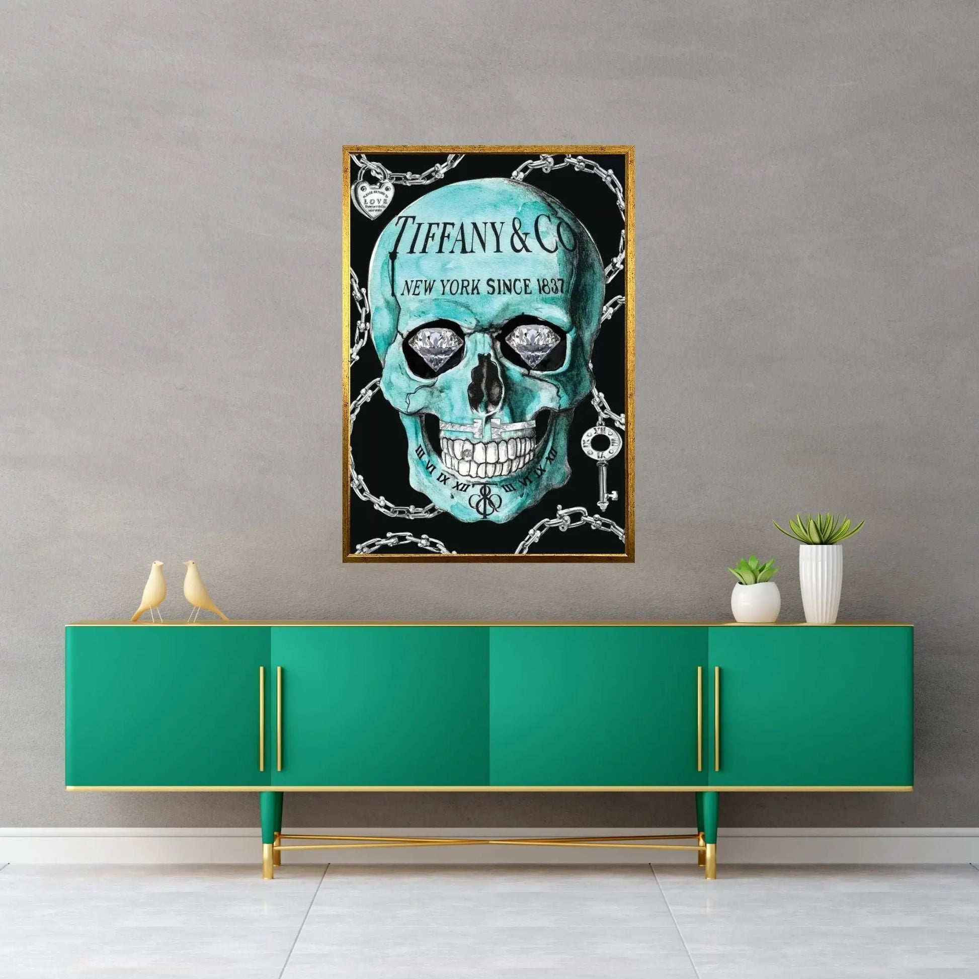 Tiffany Skull Canvas Wall Art - Y Canvas