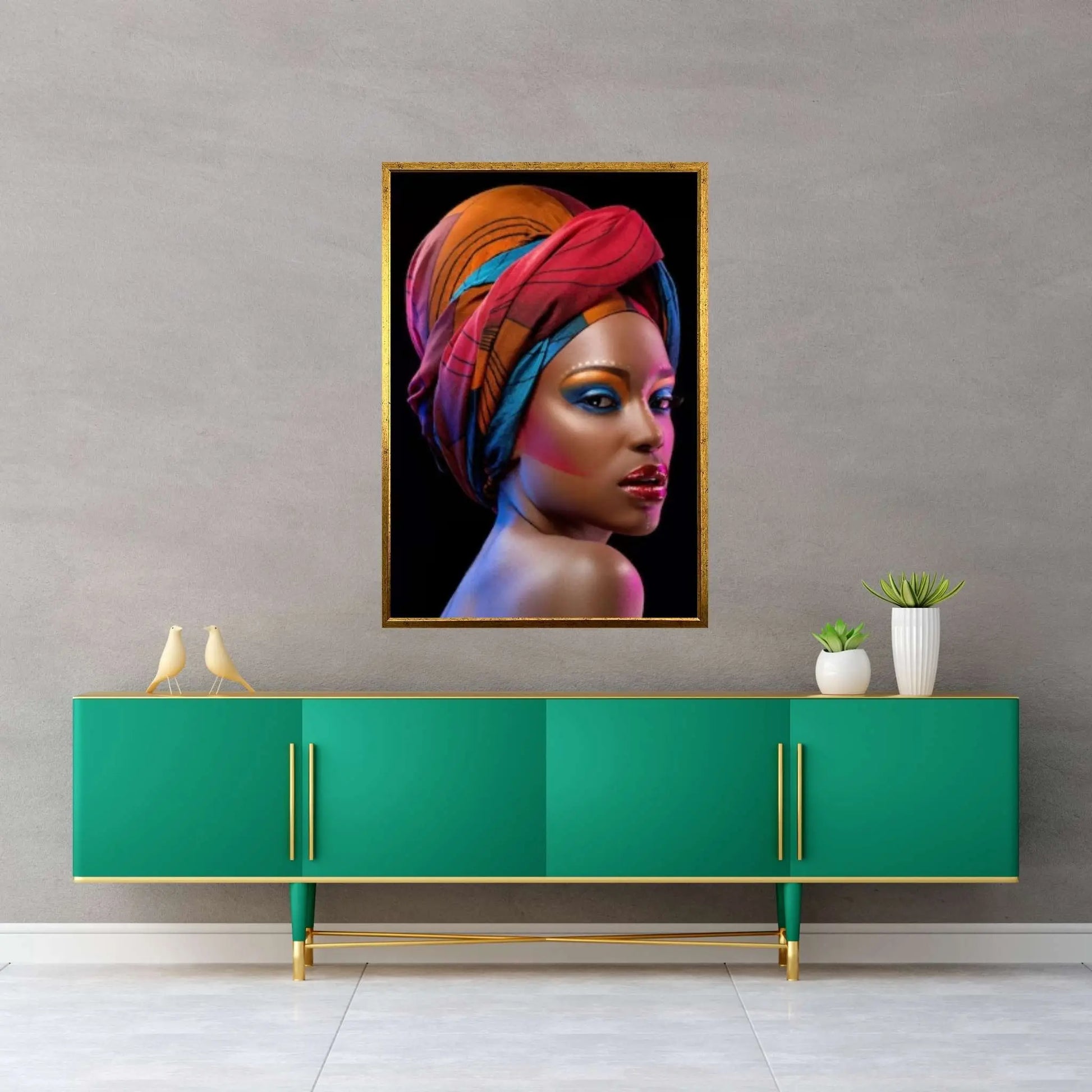 African Woman Portrait Wall Art /African Woman Canvas Print / African American Home Decor Black Woman Make Up Home Decor - Y Canvas