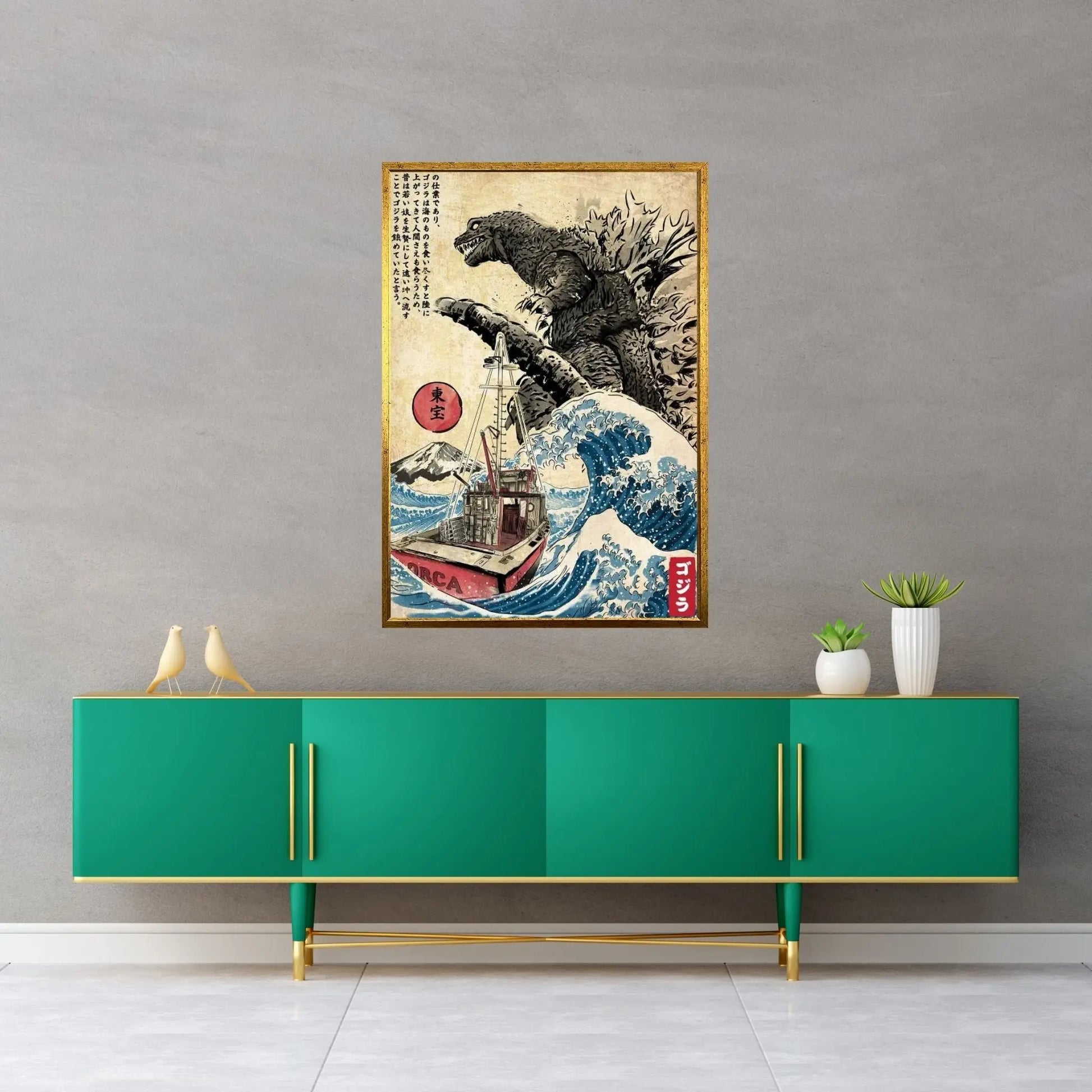 Orca In Japan Woodblock Canvas Wall Art - Y Canvas