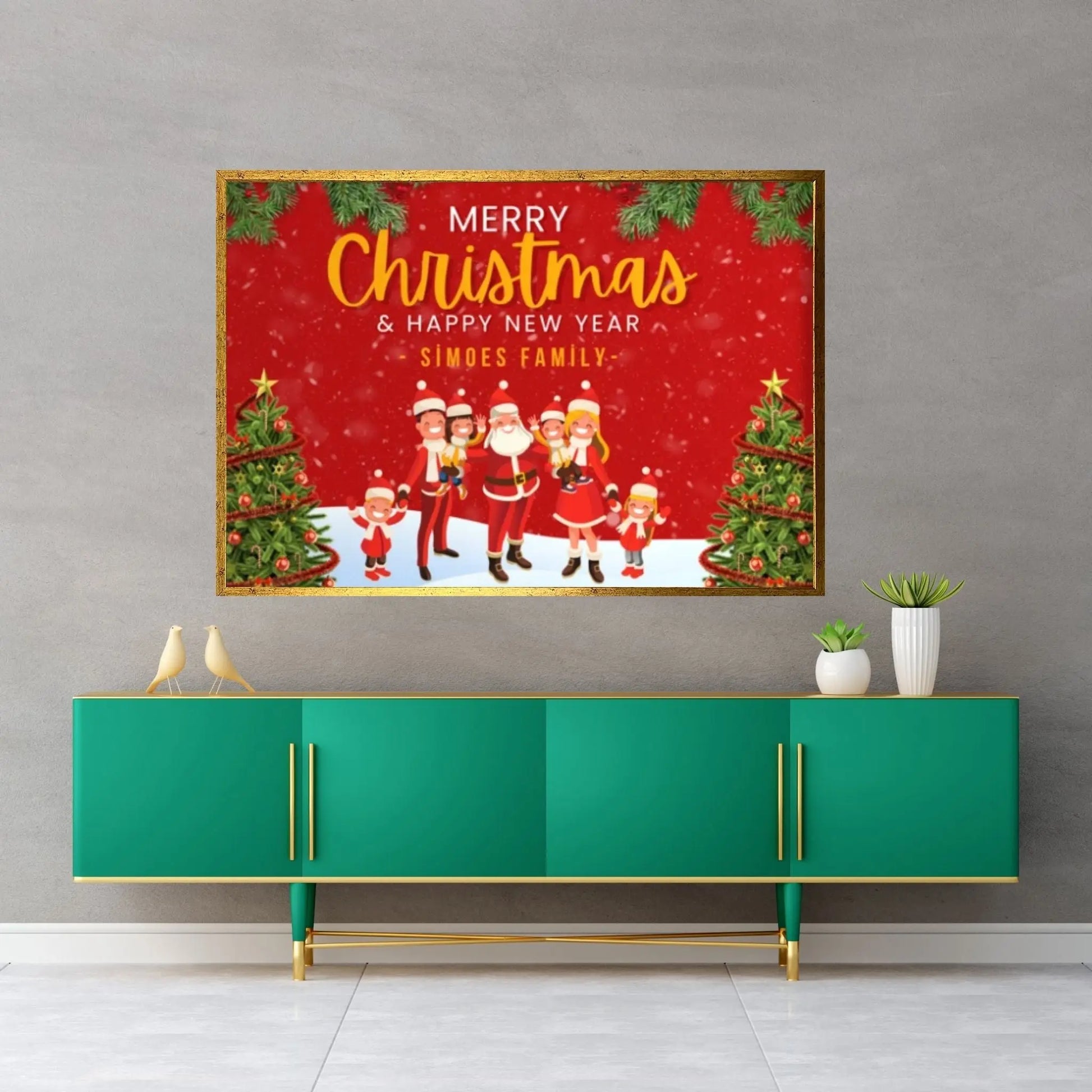 Christmas Decor Sign Personalized Custom Family Welcome Home Holiday Wall Art Canvas Print Decorations Name Sign Modern Farmhouse Wall Decor - Y Canvas