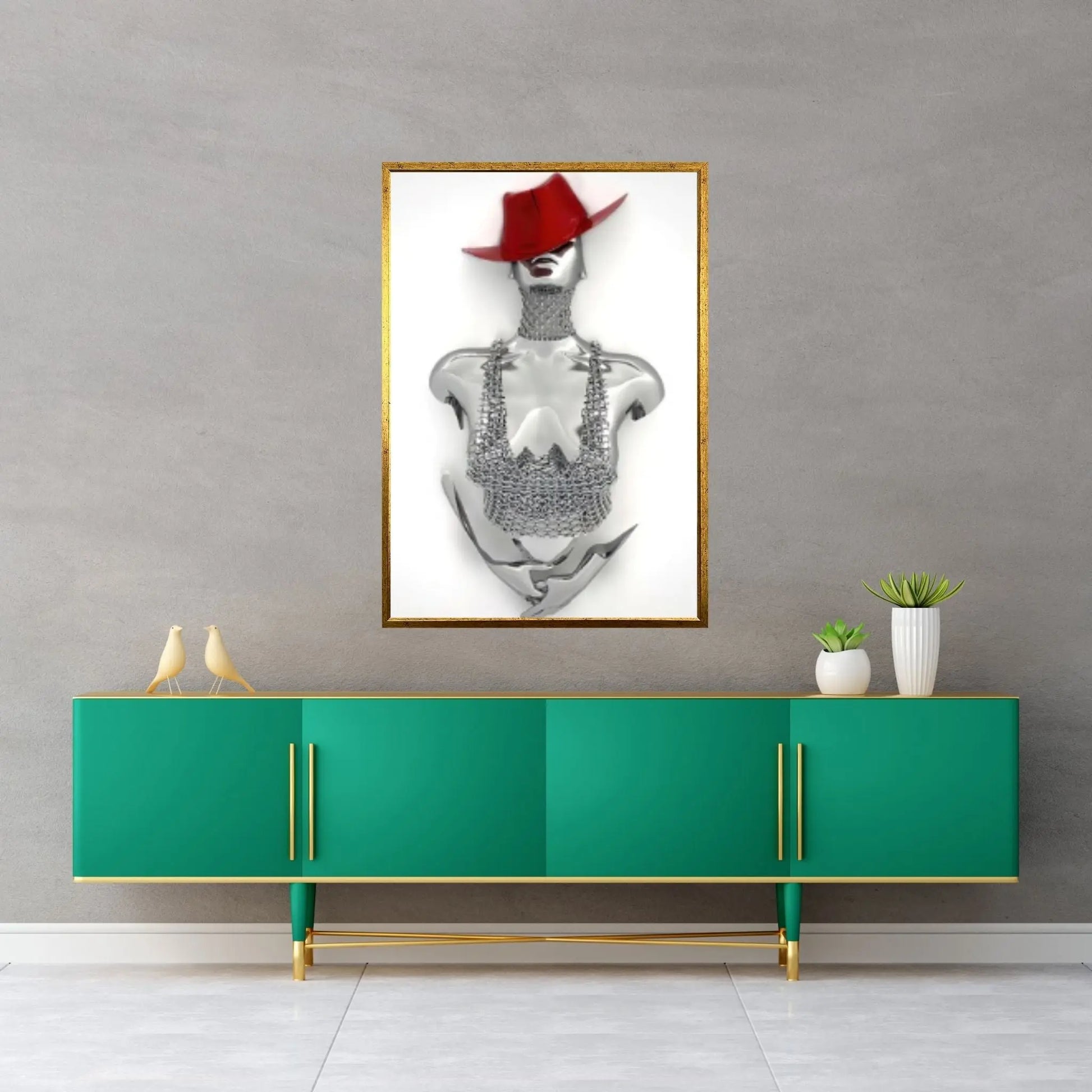 Croupier Woman Canvas Painting / Woman With Red Hat 3D Effect Painting / Love Couples Wall Decor - Y Canvas