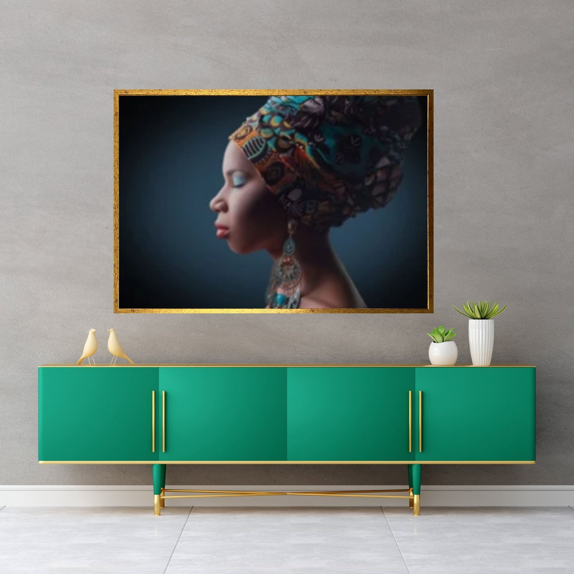 African Art Wall Decor, African Woman Makeup Wall Art, Abstract Canvas Art - Y Canvas