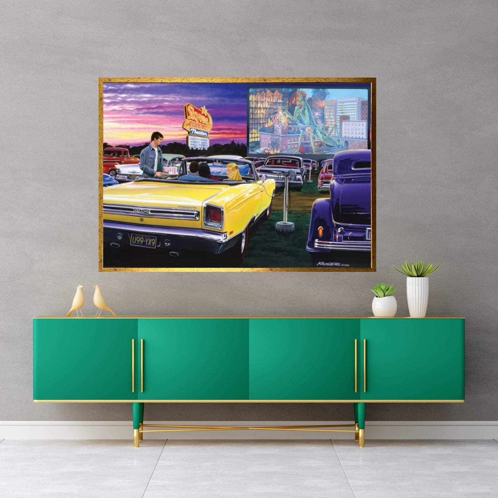 Sky View Drive-In Canvas Wall Art - Y Canvas