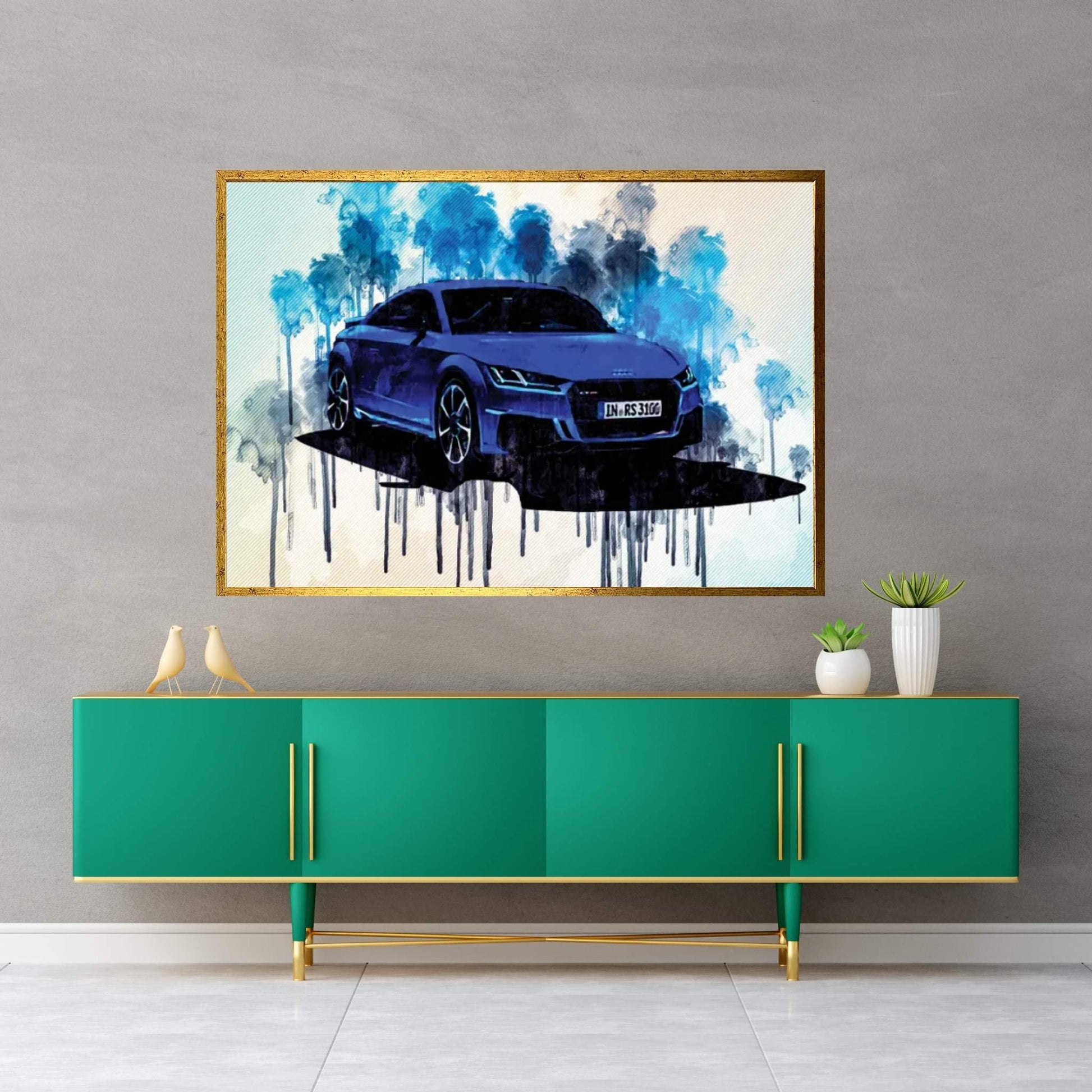 2020 Audi TT RS Blue Sports Canvas Wall Art - Y Canvas