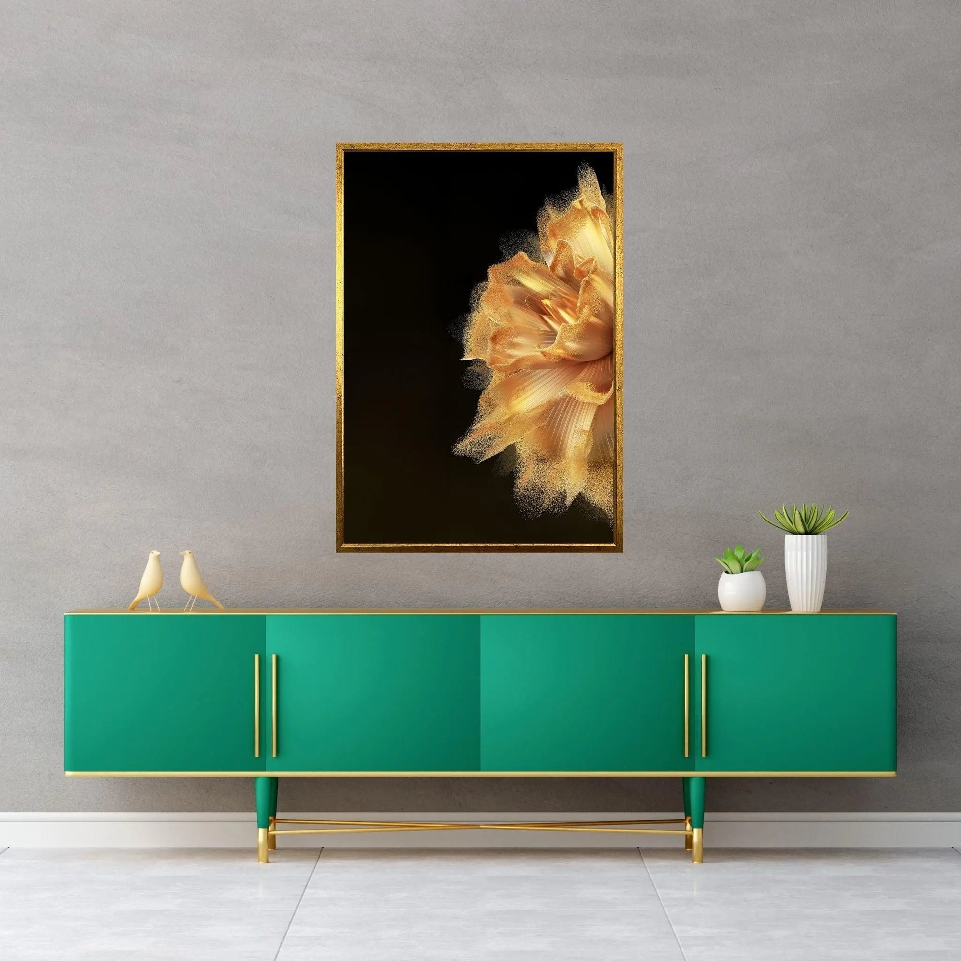 Yellow Gold Flower Canvas Wall Art: - Y Canvas