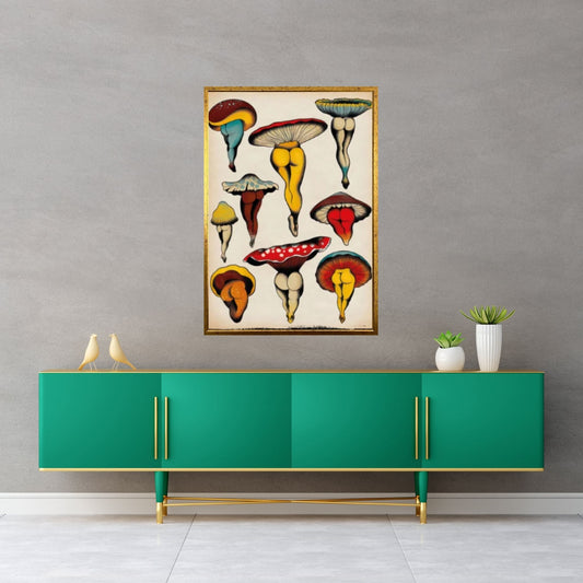 Mushroom Aesthetic Room Decor, Home Abstract Canvas Retro Picture - Y Canvas