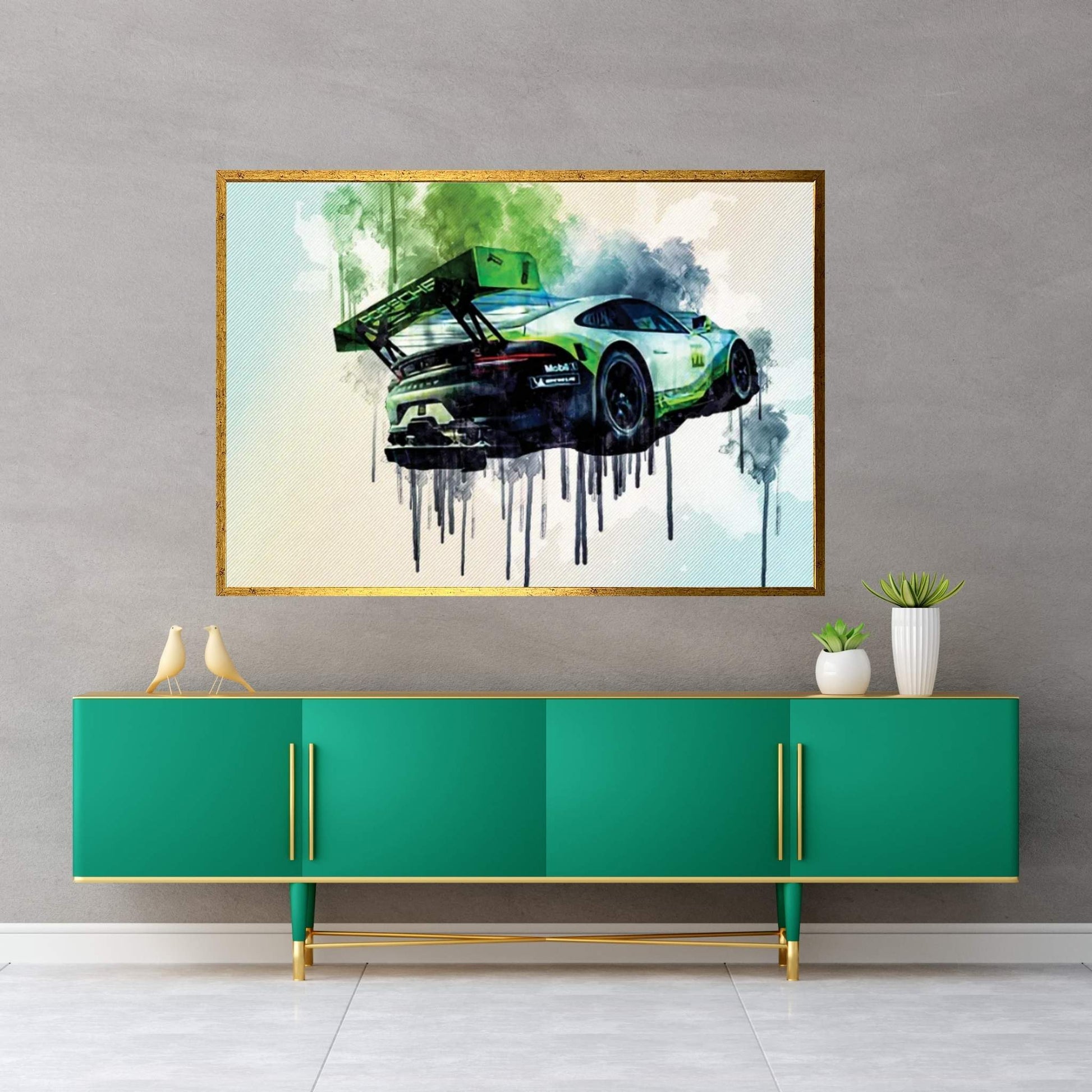 Porsche 911 Gt3 R 2019 Racing Car Rear View Exterior Supercar Racing Track German Sports Cars Canvas Wall Art - Y Canvas