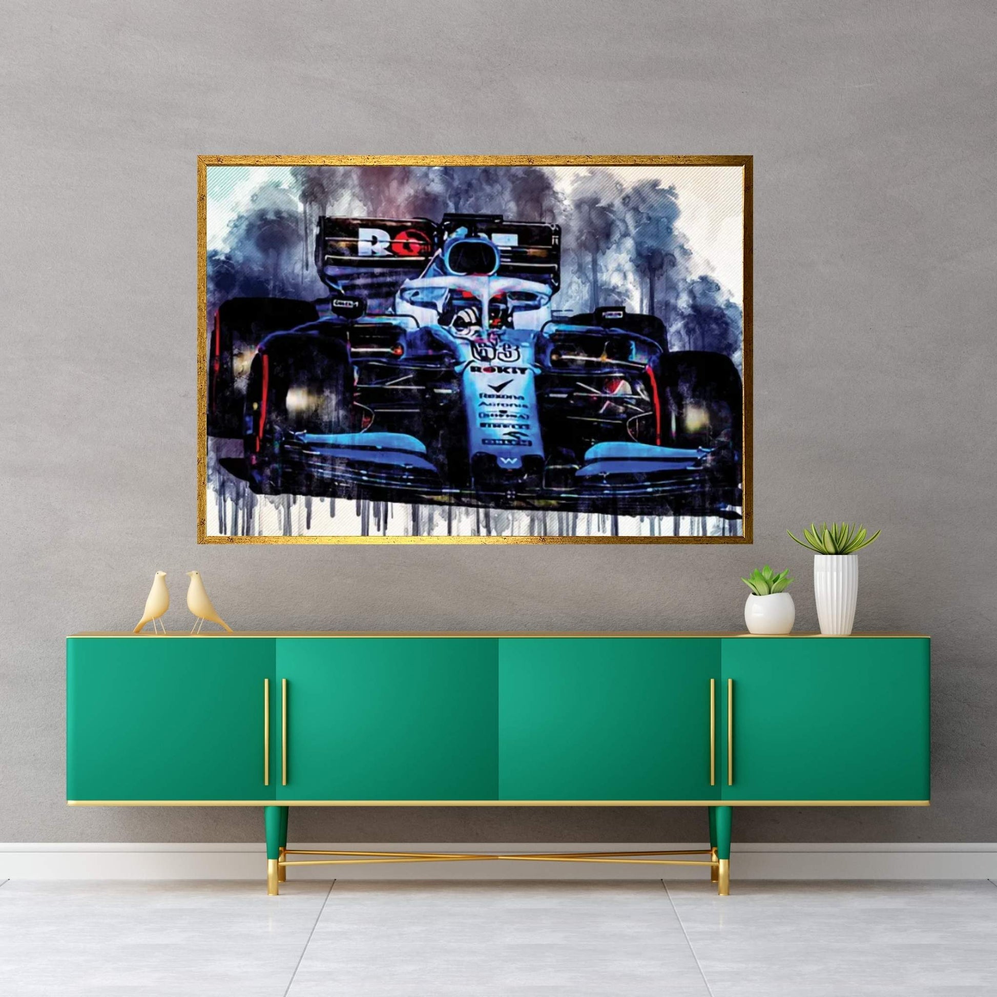 George Russell Close-Up Williams Fw42 Raceway 2019 F1 Cars Formula 1 Canvas Wall Art - Y Canvas