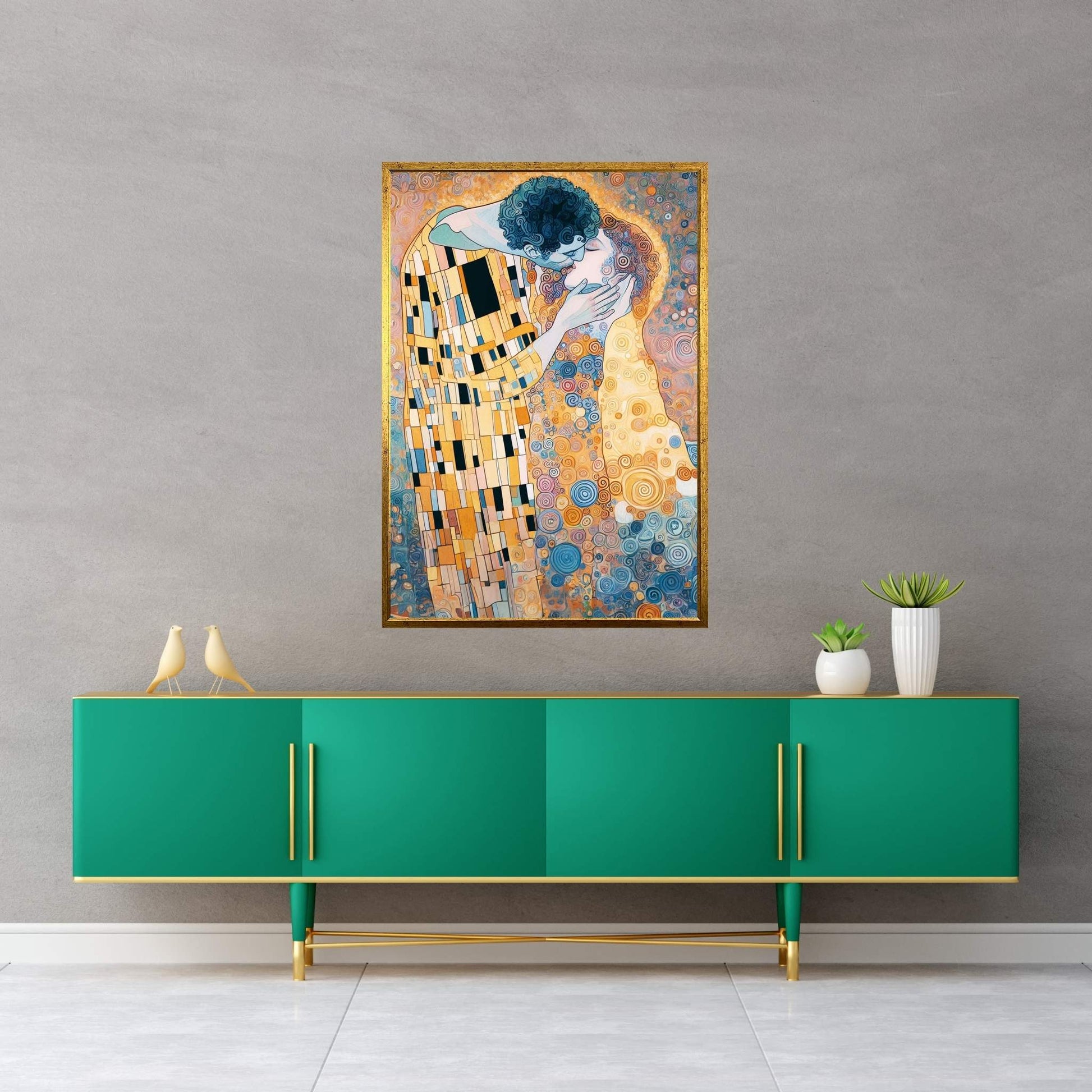 Gustav Klimt The Kiss Reproduction Canvas Wall Art - Y Canvas