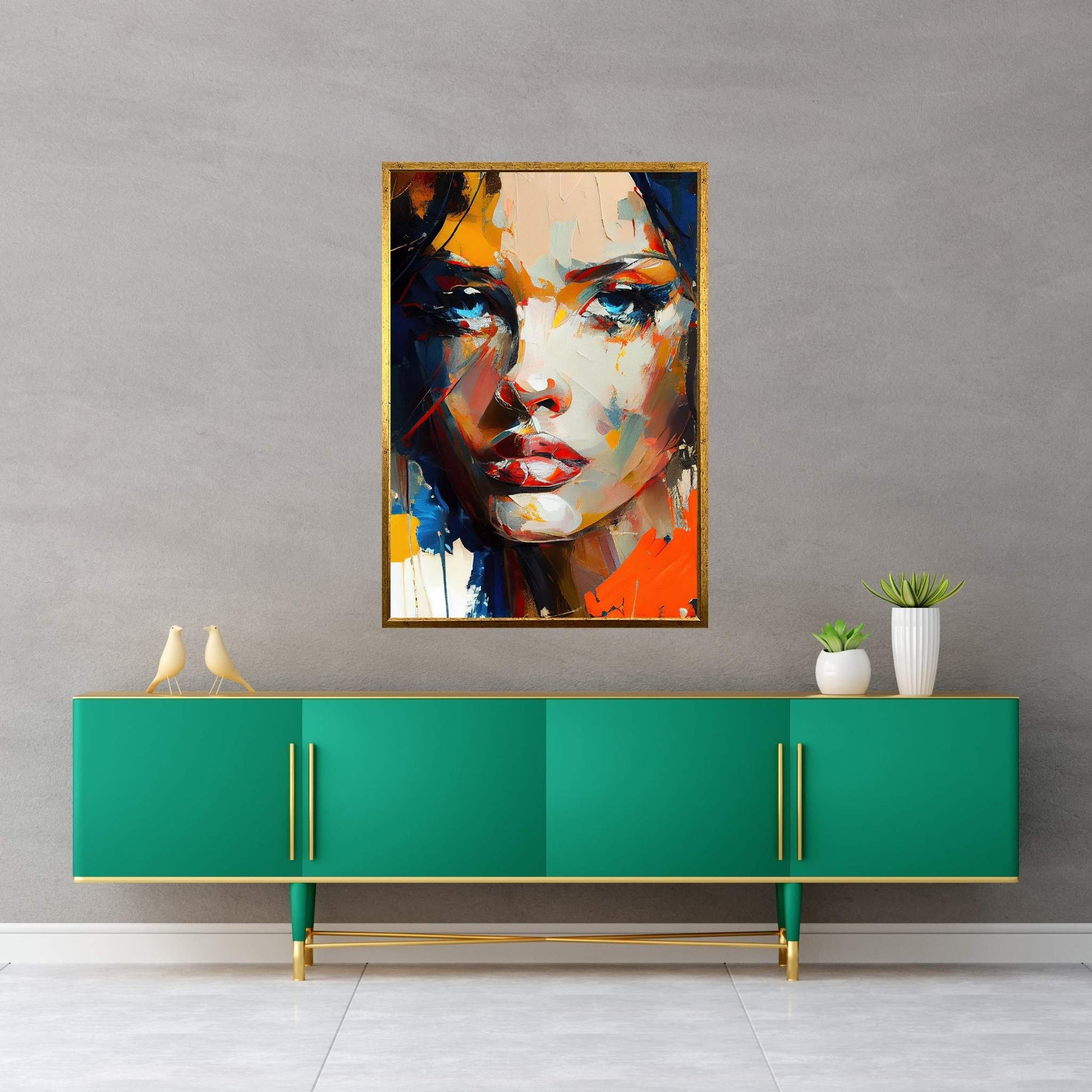 Abstract Modern Woman Portrait Canvas Wal Art - Y Canvas