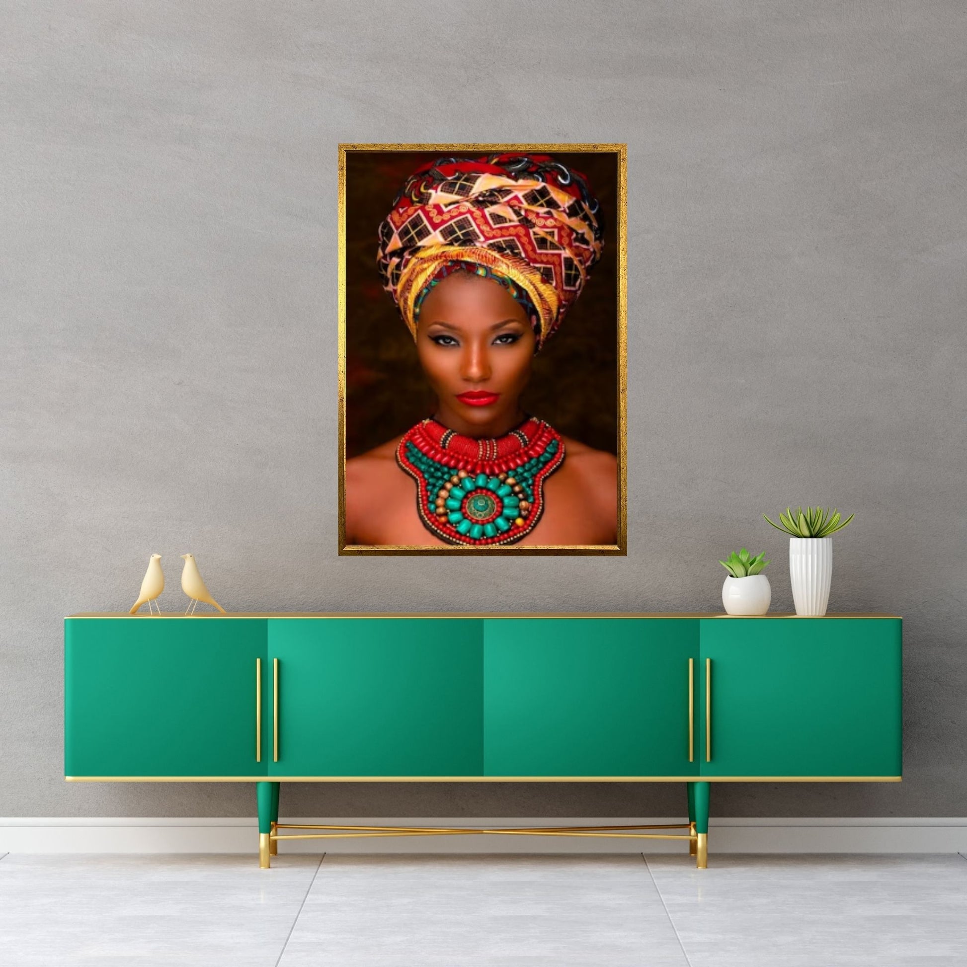 African Woman Portrait Wall Art /African Woman Canvas Print / African American Home Decor Black Woman Make Up - Y Canvas