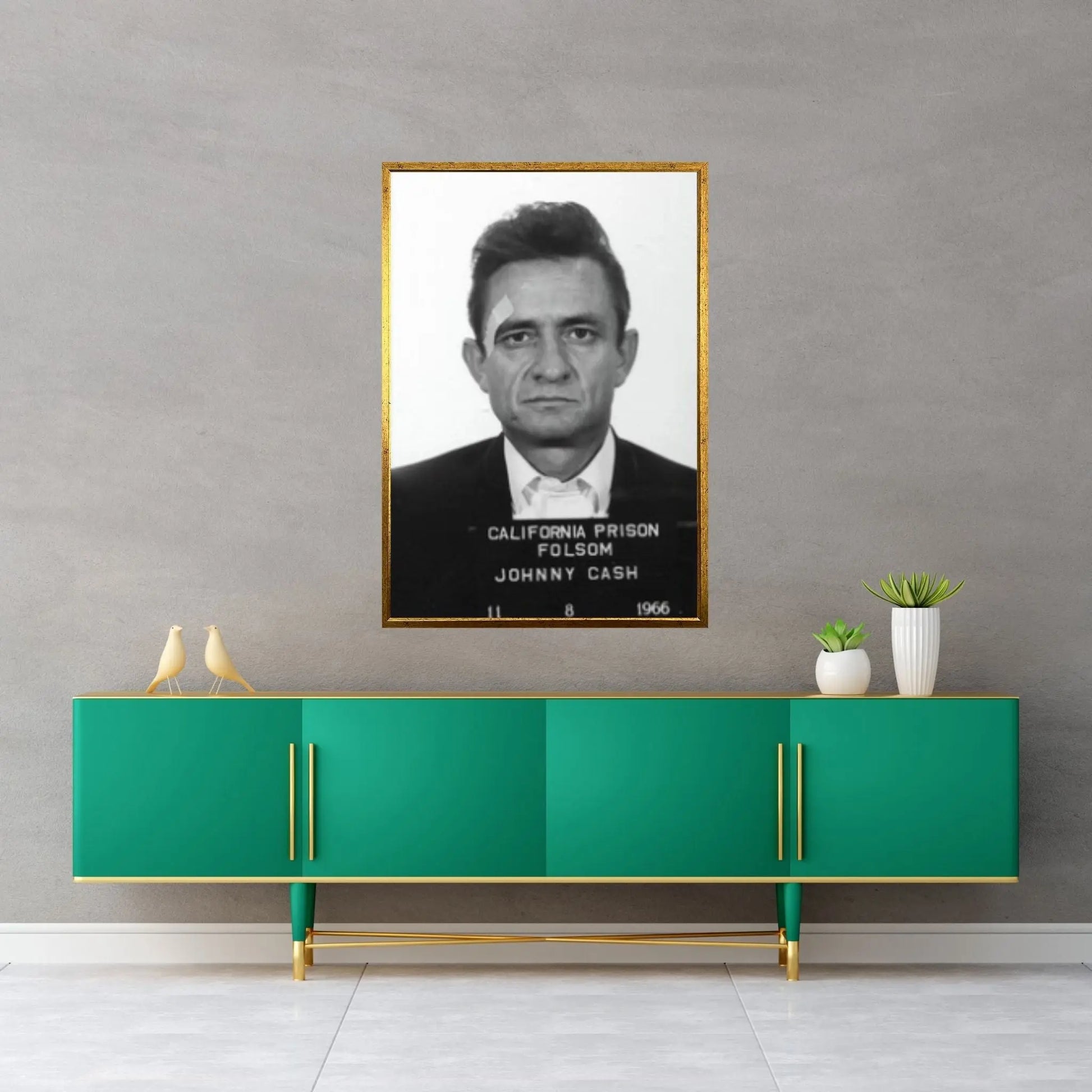 Johnny Cash - Mugshot Black White Canvas Wall Art Poster Print - Y Canvas