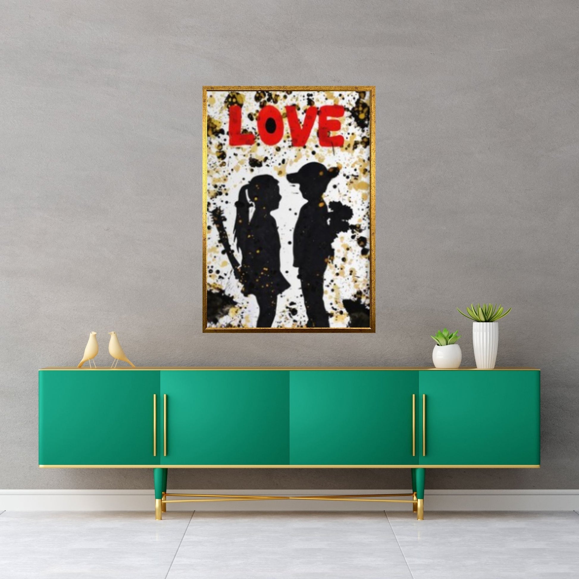 Love Canvas Painting, Love Graffiti, Office Decor Wall Art, Floating Frame Option - Y Canvas