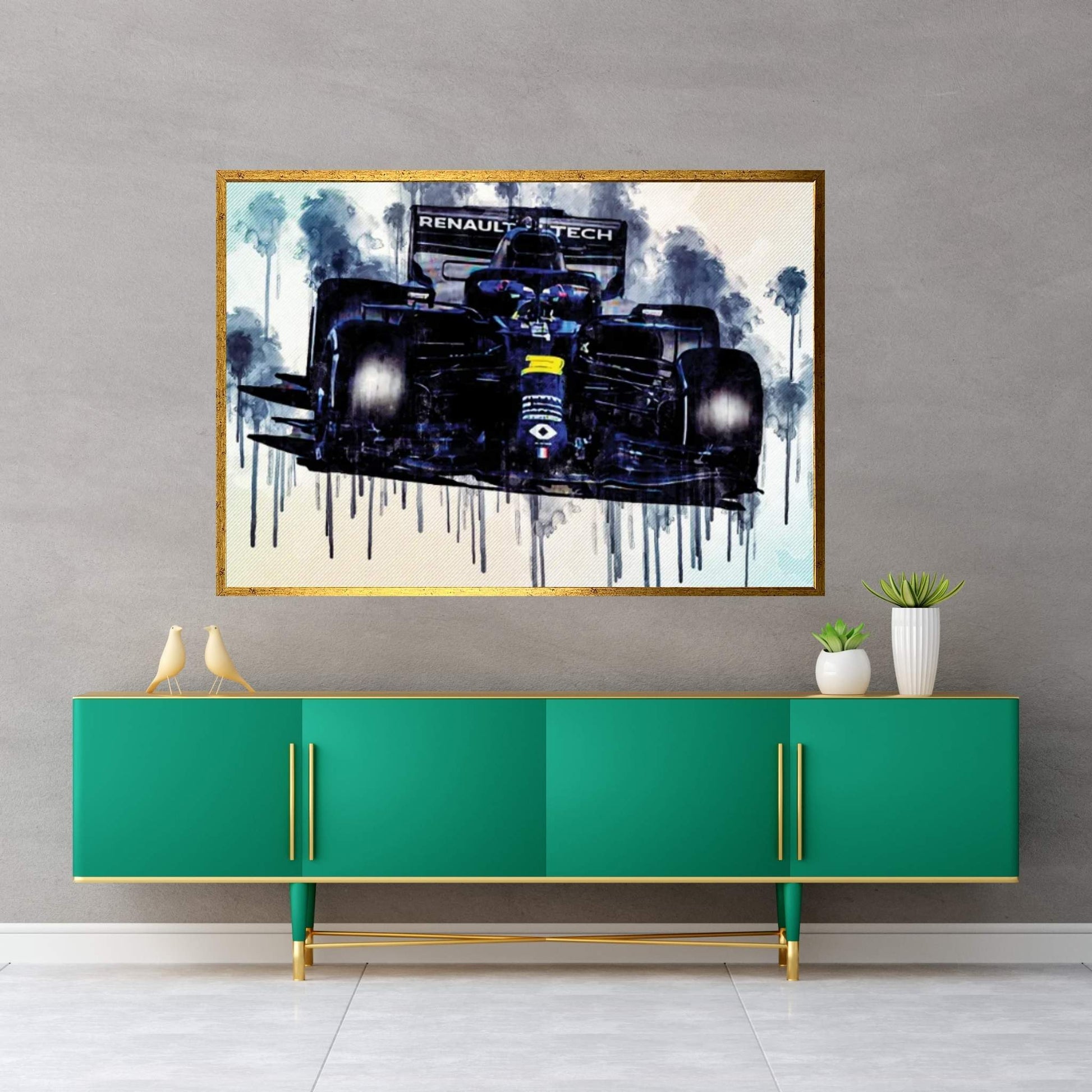 Daniel Ricciardo Renault Rs20 On Track Raceway 2020 F1 Cars Canvas Wall Art - Y Canvas