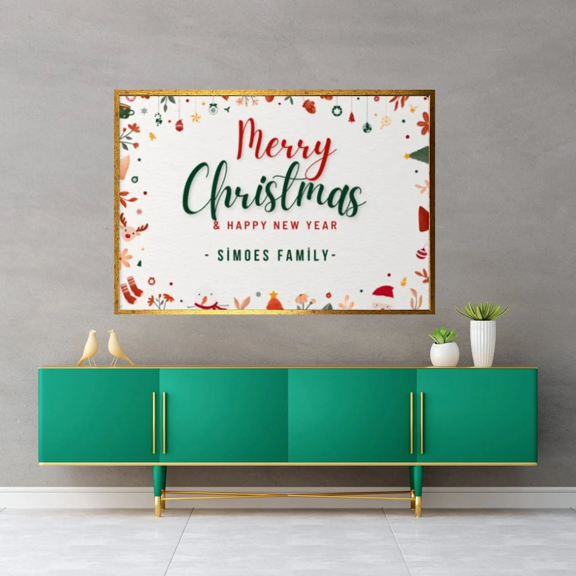 Christmas Decor Sign Personalized Custom Family Welcome Home Holiday Wall Art Canvas Print Decorations Name Sign Modern Farmhouse Wall Decor - Y Canvas