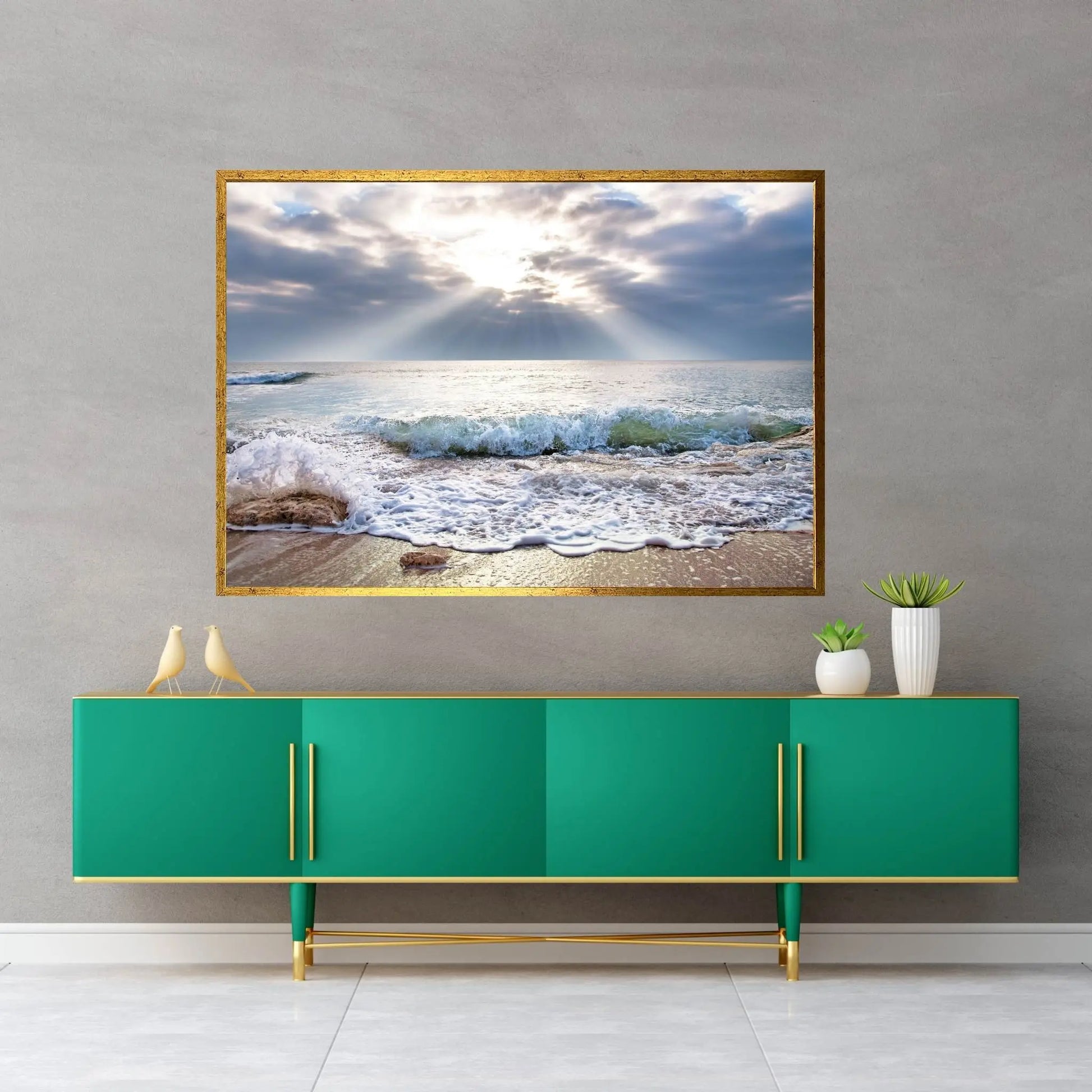 Aqua Blue Morning Canvas Wall Art - Y Canvas