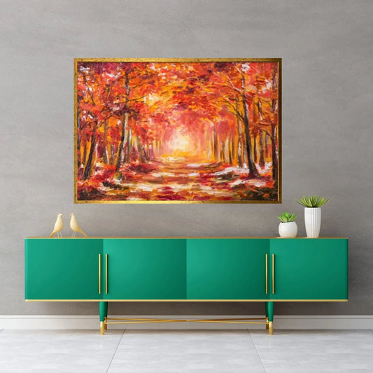 Oil painting landscape - colorful autumn forest Canvas Wall Art Design Landscape Canvas Wall Art - Y Canvas