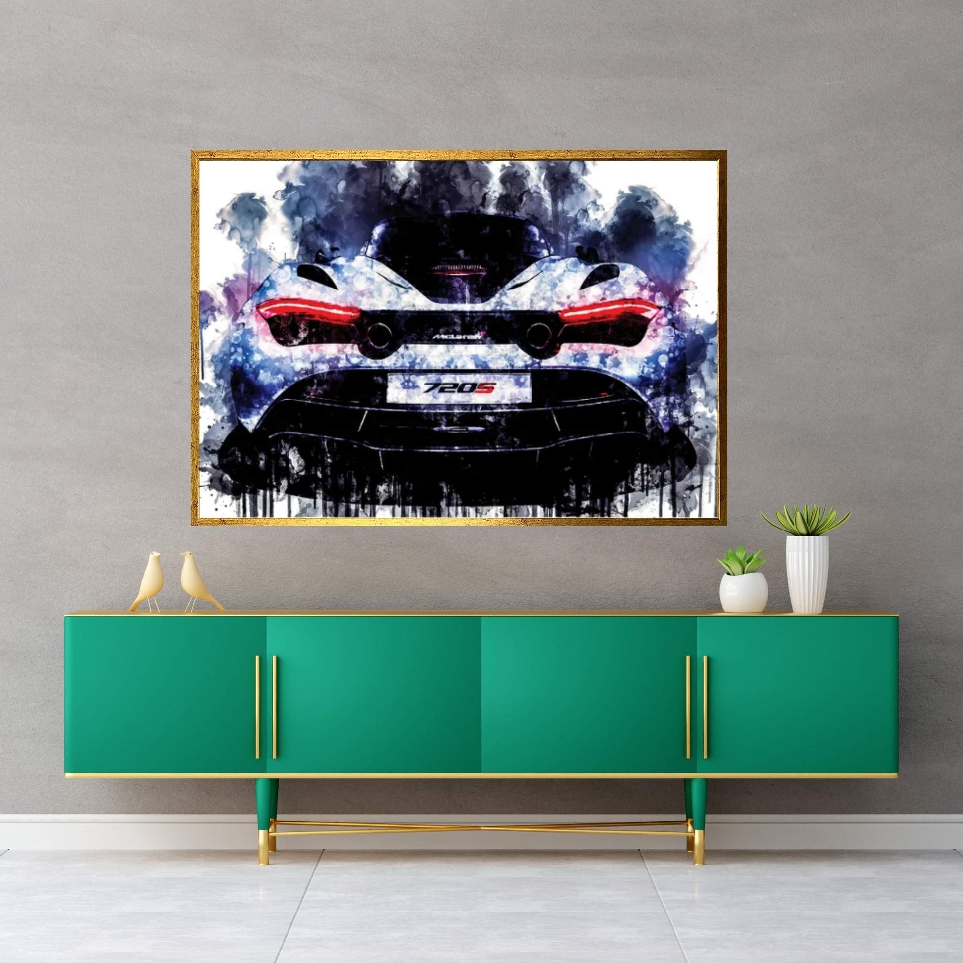 Car 2017 McLaren 720s Coupe Cars Watercolo Canvas Wall Art - Y Canvas