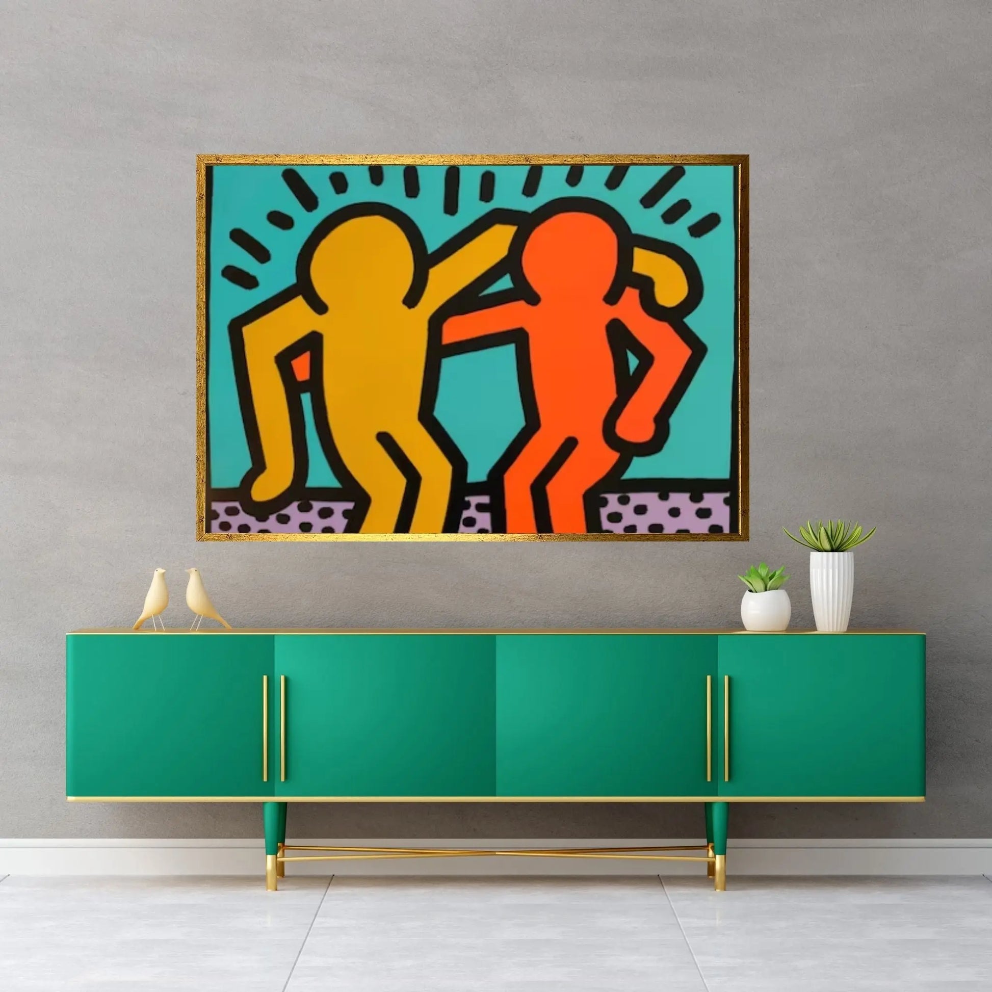 Keith Haring Canvas, Hugging People,Friendly Artwork, Hugging People Poster, Keith Haring Wall Decor, Graffiti Canvas Art - Y Canvas