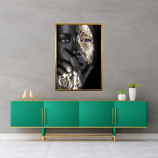 African Woman Portrait Wall Art /Noir Gold Women Canvas Wall Art, Beauty Print Wall Art Décor - Y Canvas