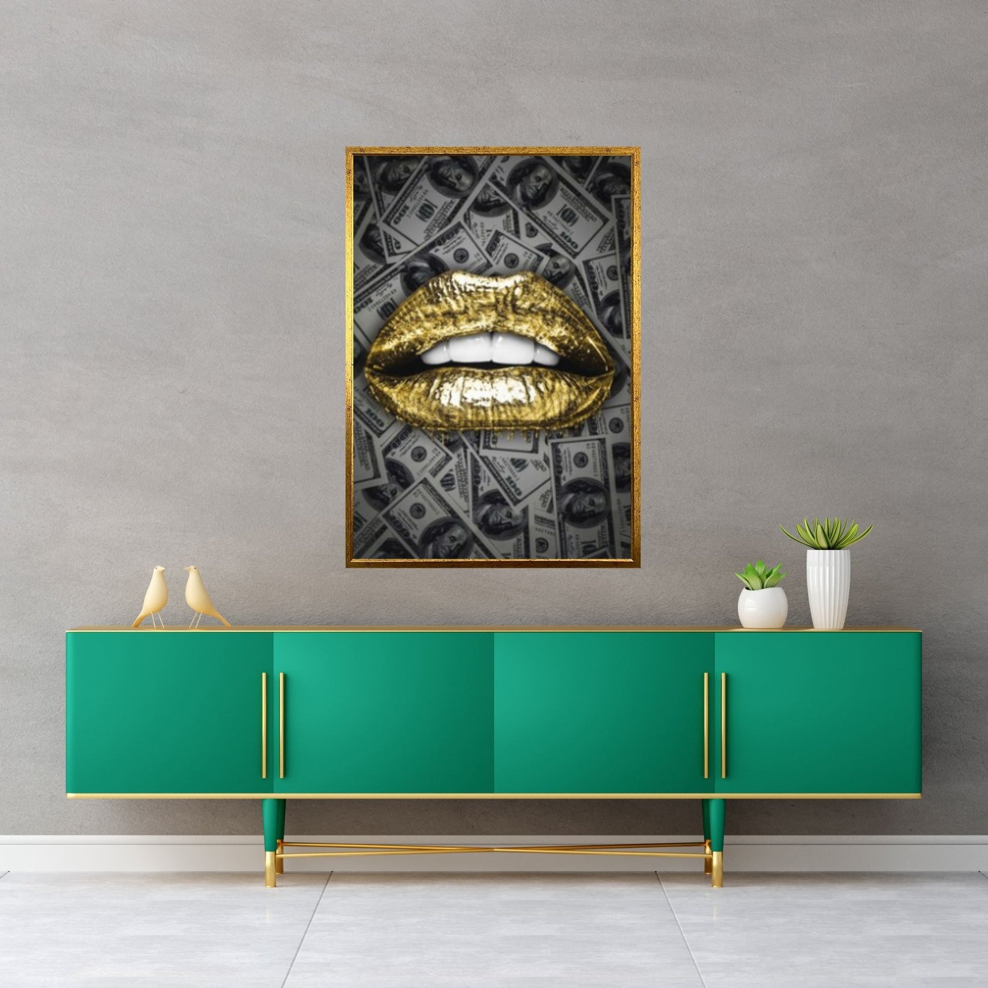 Sexy Lips Abstract Lips Dollar Background Canvas Wall Art, Nordic Pop Poster - Y Canvas