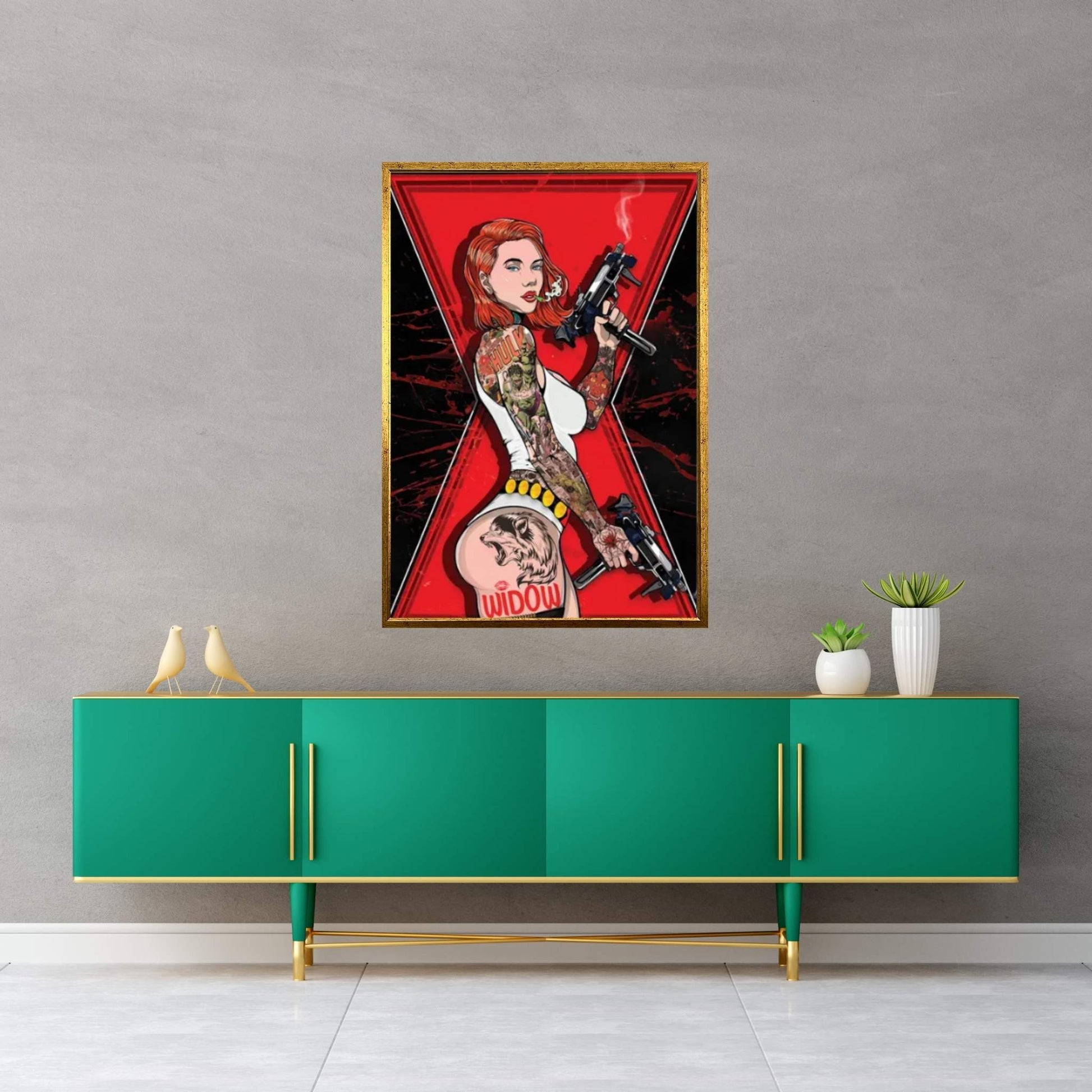 Black Widow Canvas Wall Art - Y Canvas