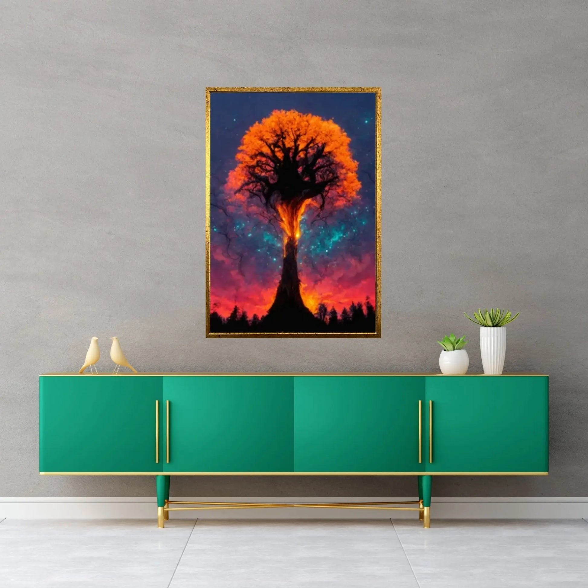 Forest Tree Canvas Wall art, Day Night Tree Forest Tree Canvas Wall Art Poster - Y Canvas